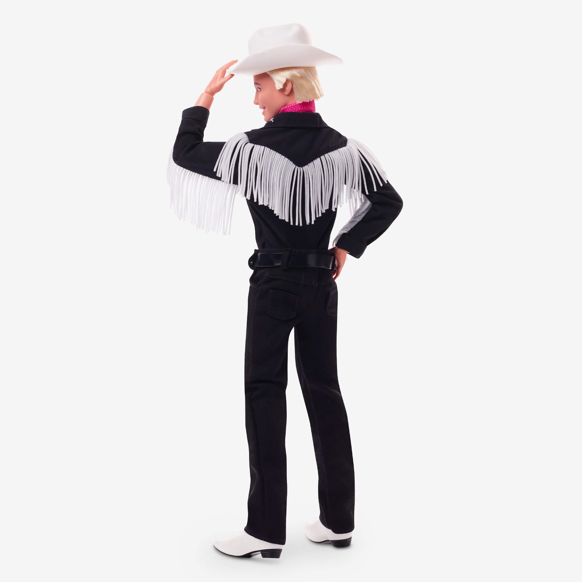 Barbie Le Film Poupée Ken À Collectionner Inspirée Du Film Barbie, Avec Tenue Noire À Franges Blanches, Chapeau Et Bottes De Cowboy De Couleur Blanche Et Bandana Rose