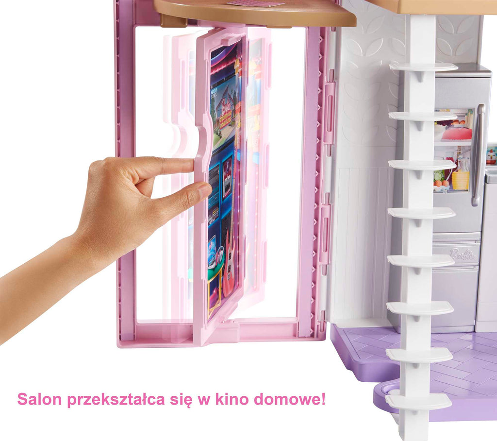 Barbie Domek Barbie Malibu: 2 poziomy, 6 pomieszczeń, funkcje transformacji oraz ponad 25 akcesoriów