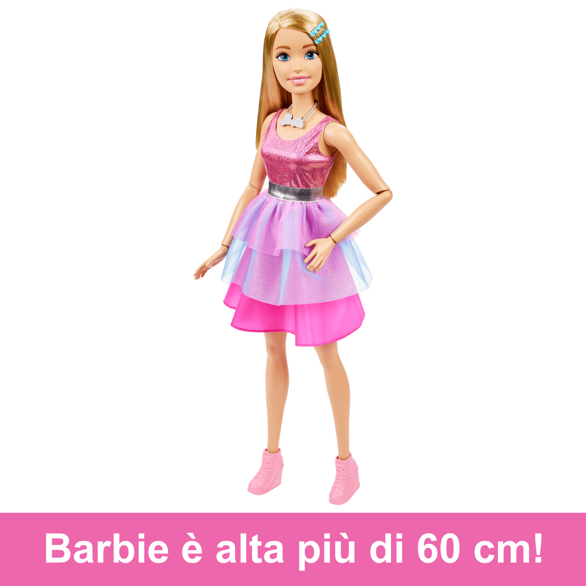Barbie - La Mia Prima Barbie, Barbie Grande Amica, Alta 71 Cm Con Abito Rosa Scintillante