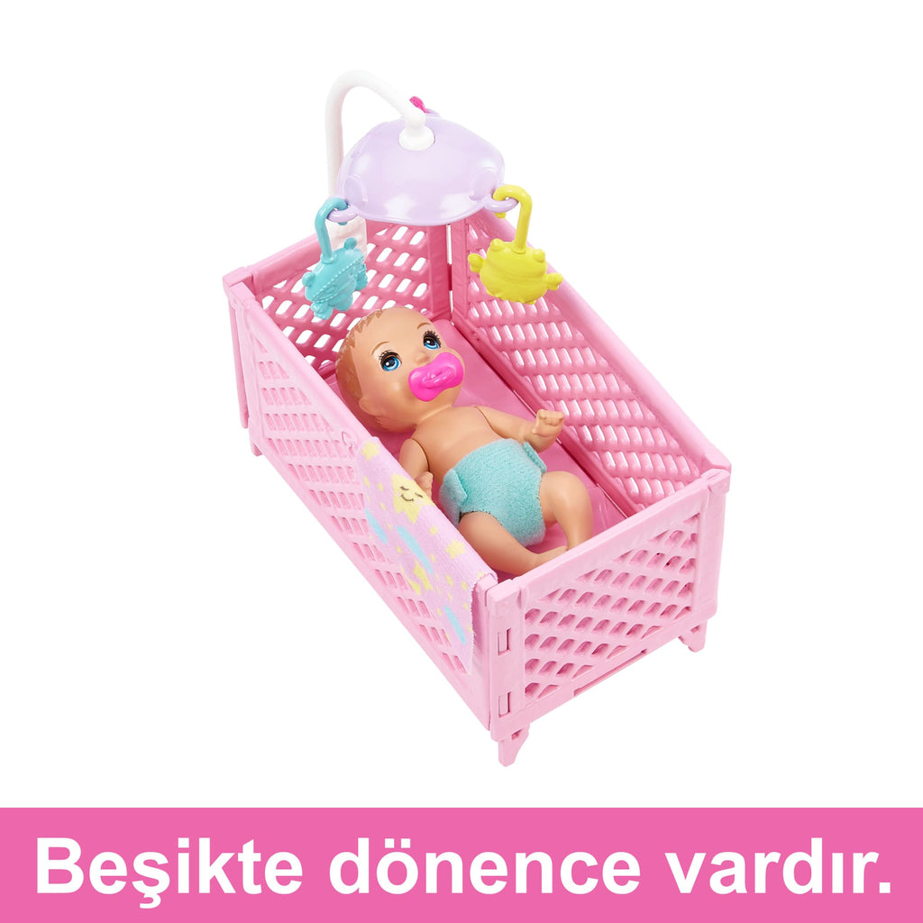Barbie Skipper Bebek Bakıcısı Oyun Seti, Skipper Bebek, Uykulu Bebek Figürü, Beşik Ve Aksesuarlar