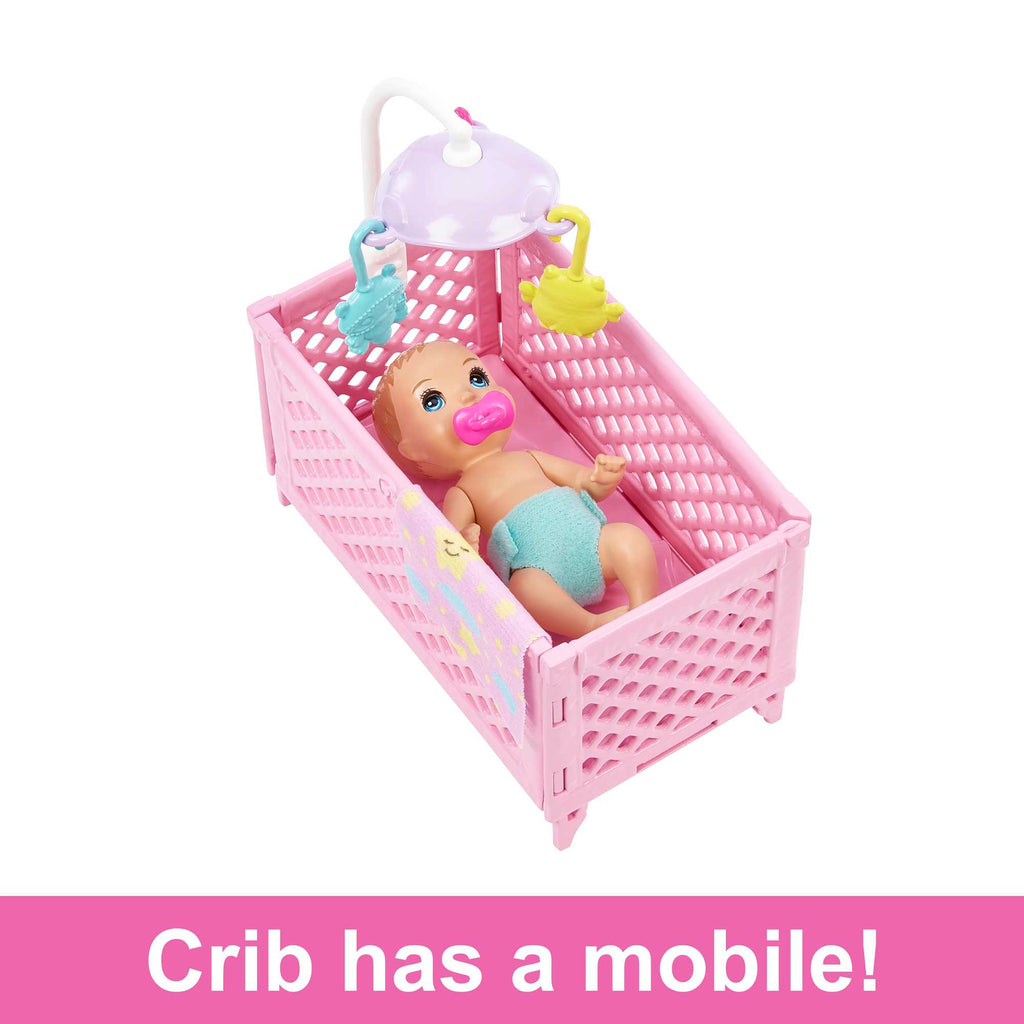 Barbie Skipper Babysitters Playset With Skipper Doll, Baby Doll With Sleepy Eyes, Crib And Accessories