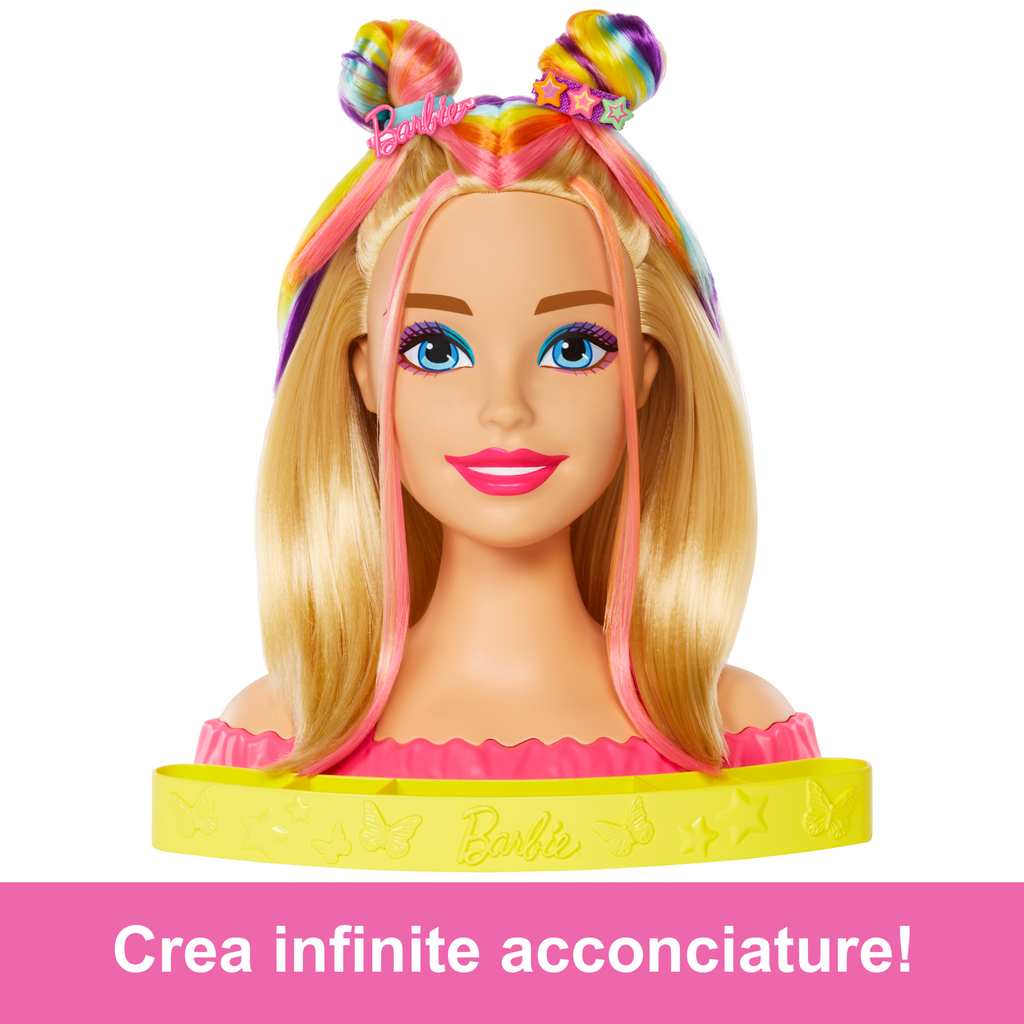 Barbie Super Chioma Hairstyle Capelli Arcobaleno, Testa Pettinabile, Con Capelli Biondi