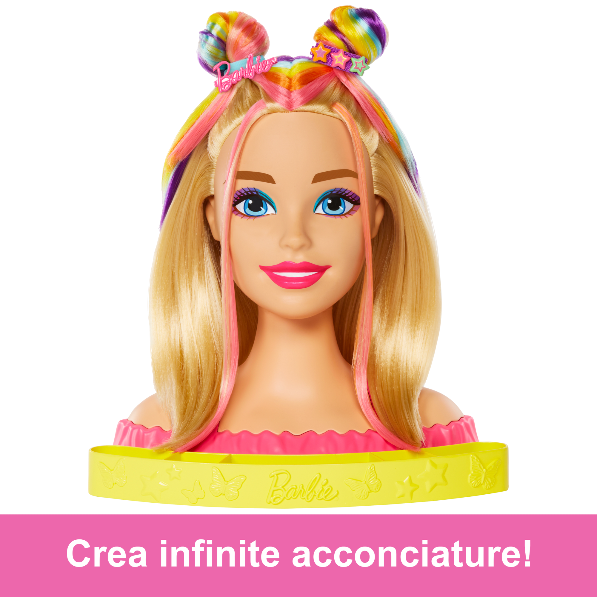 Barbie Super Chioma Hairstyle Capelli Arcobaleno, Testa Pettinabile, Con Capelli Biondi