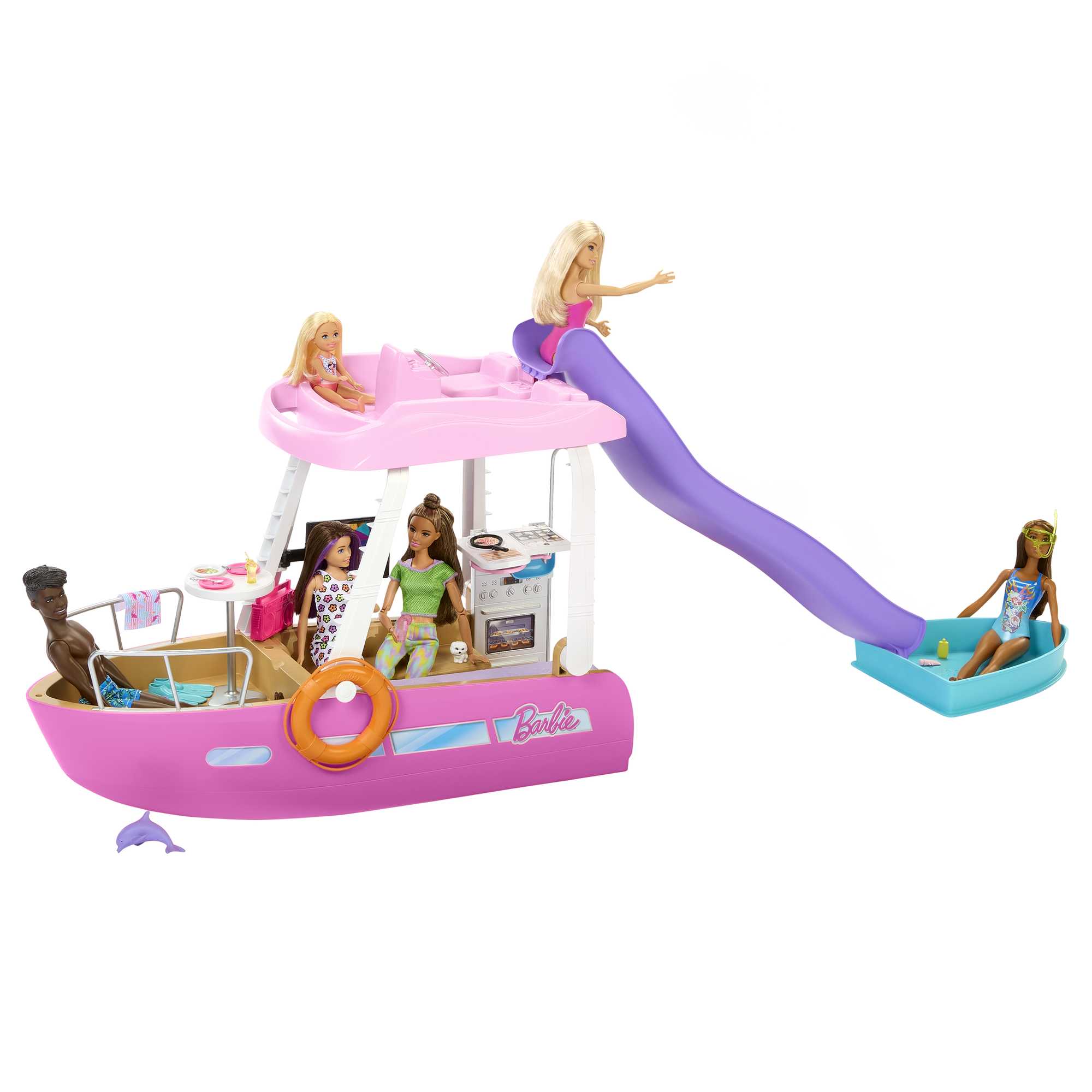 Barbie Boot Met Zwembad En Glijbaan, Droomboot Speelset En Accessoires