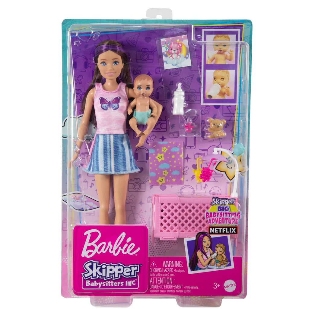 Barbie-Puppen Und Zubehörteile, Skipper Babysitter-Spielset Mit Gitterbett