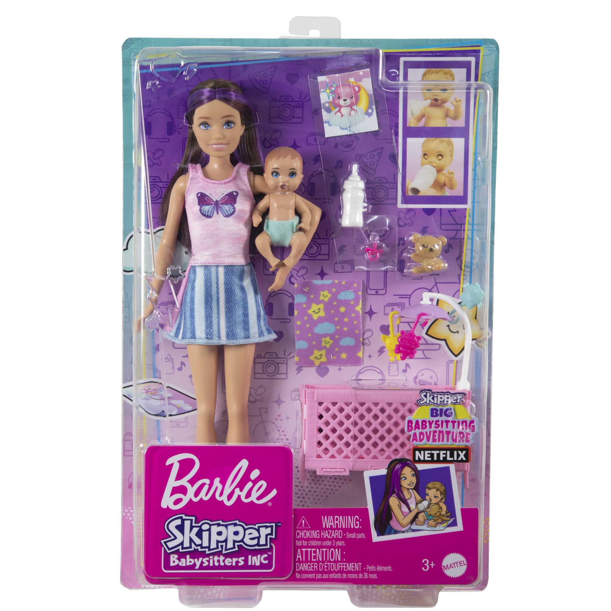 Barbie-Puppen Und Zubehörteile, Skipper Babysitter-Spielset Mit Gitterbett
