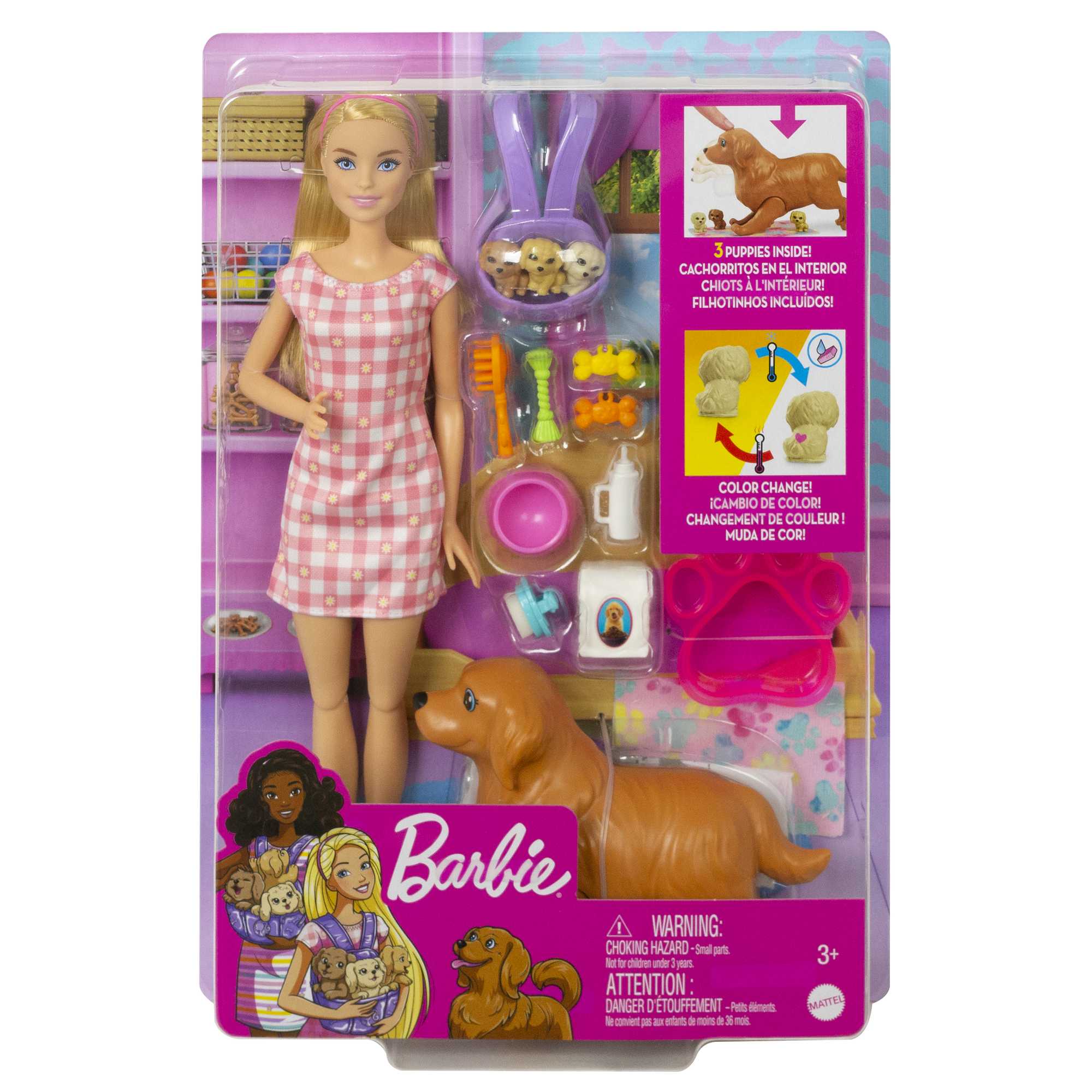 Barbie Narodziny piesków Lalka + zestaw do zabawy