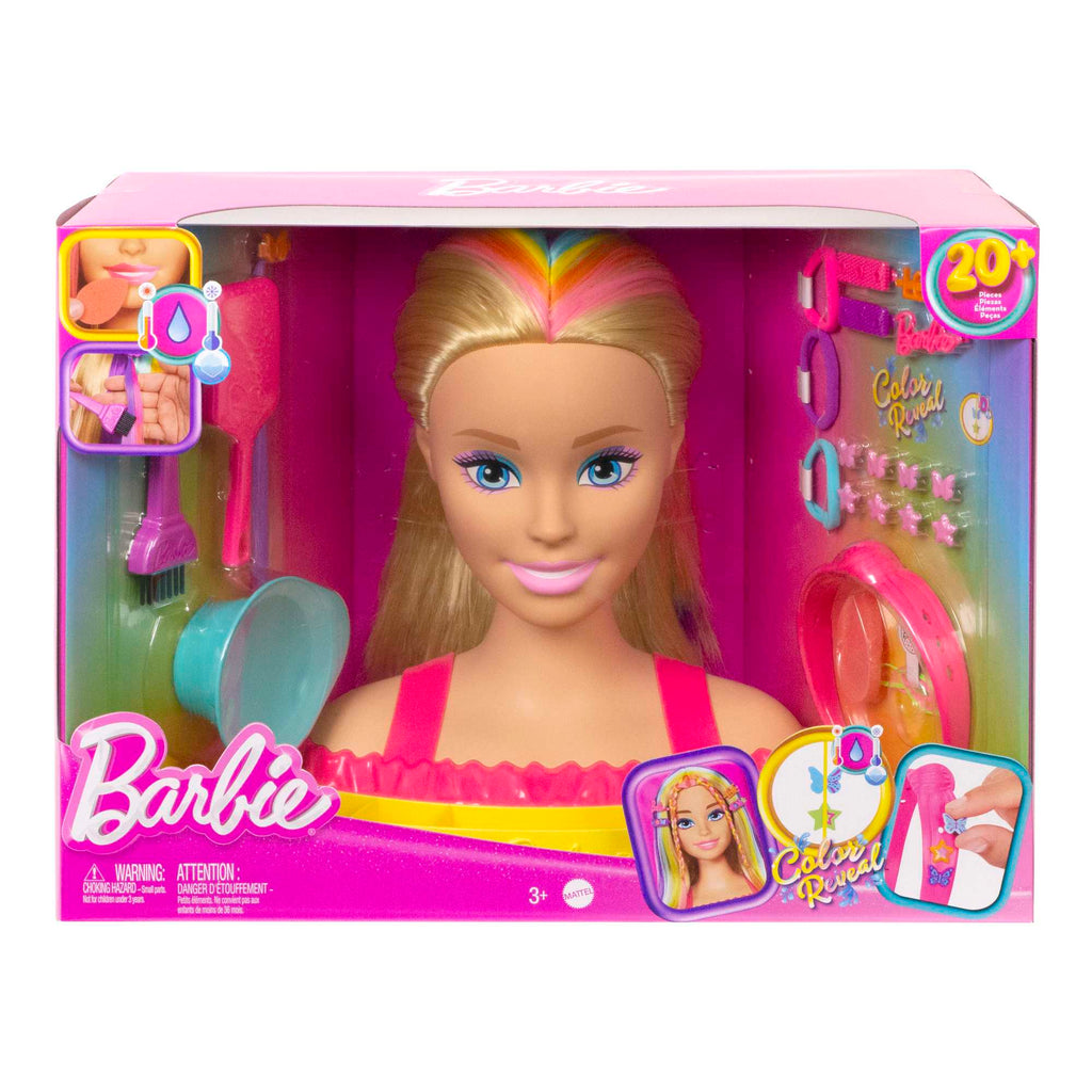 Barbie Super Chioma Hairstyle Capelli Arcobaleno, Testa Pettinabile, Con Capelli Biondi
