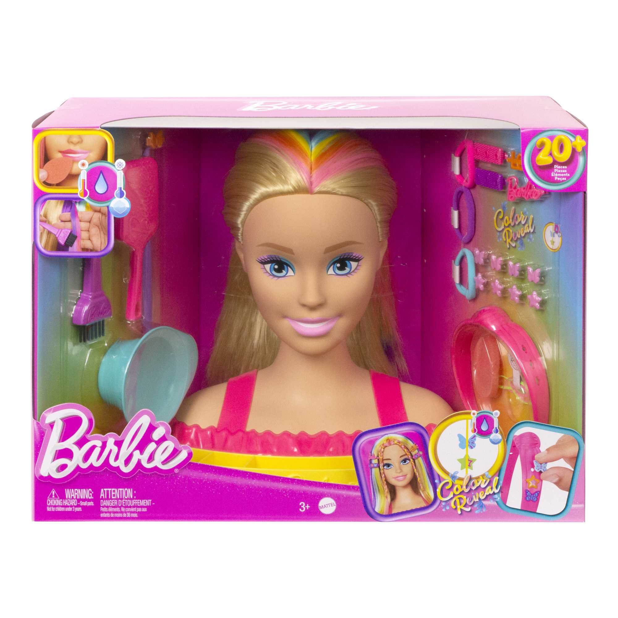 Barbie Super Chioma Hairstyle Capelli Arcobaleno, Testa Pettinabile, Con Capelli Biondi