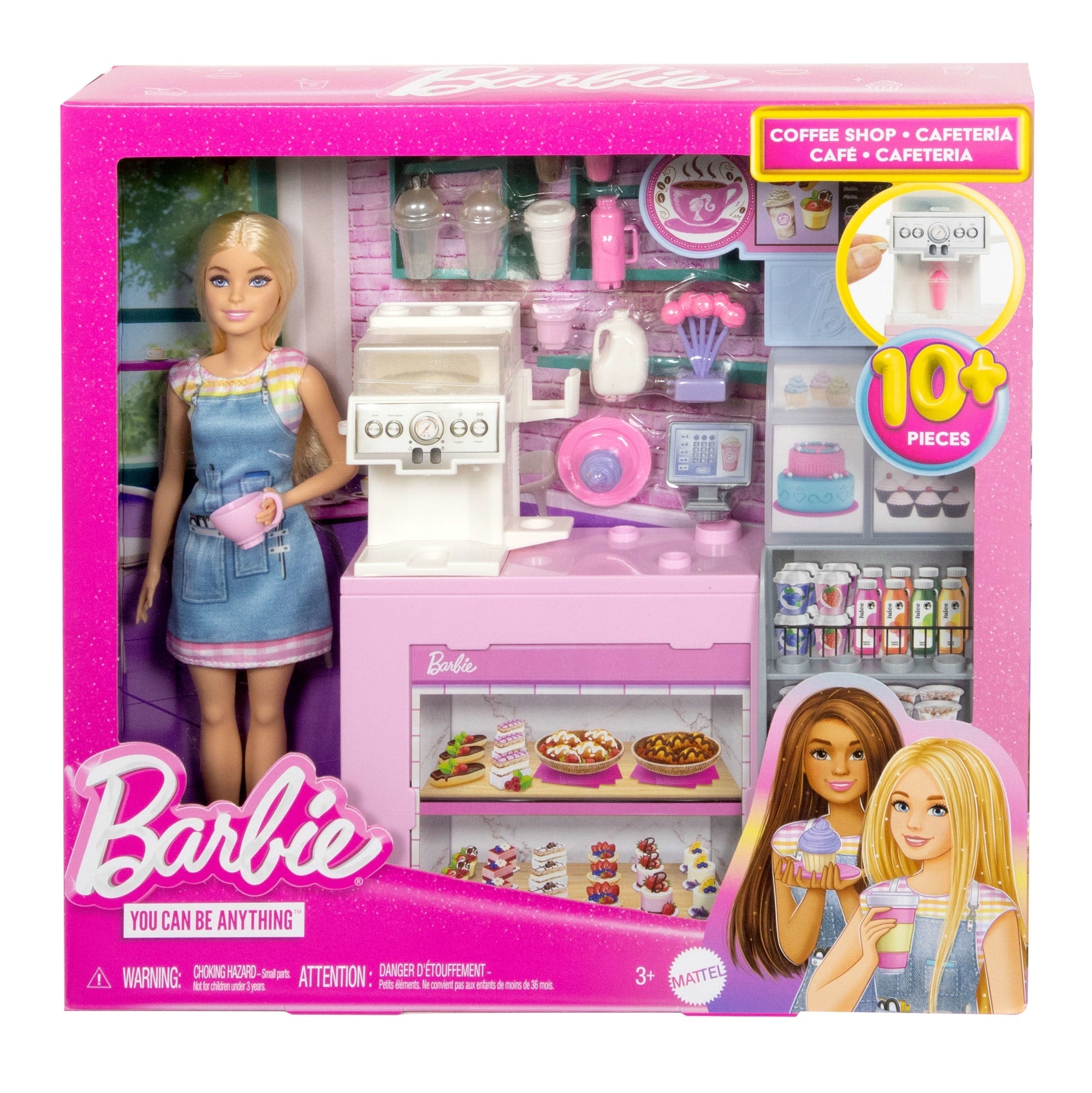 Barbie Caffetteria, Playset Con Bambola Barista Bionda, Macchinetta Per Il Caffè Funzionante E Oltre 10 Accessori