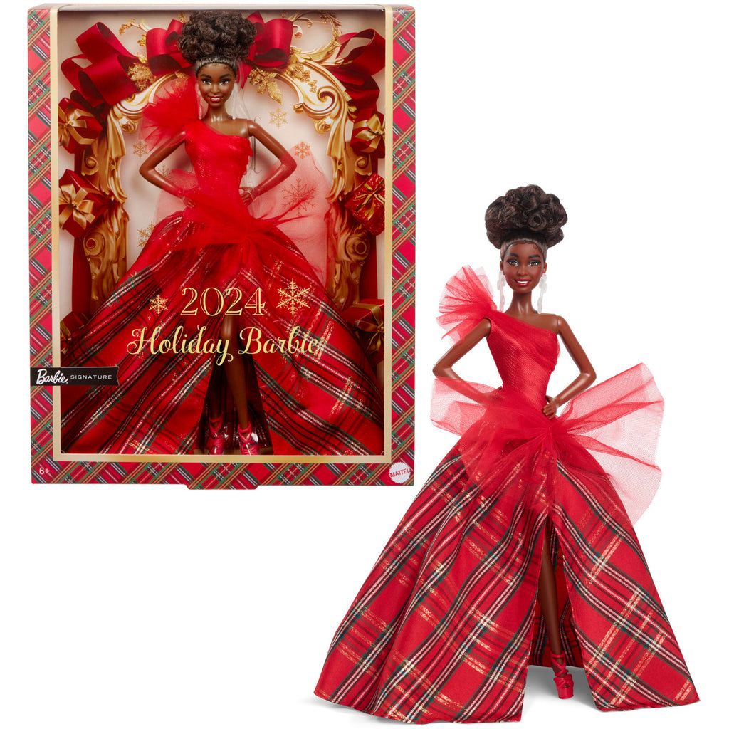 Barbie Signature 2024 Holiday Barbie Fashion Doll, Seasonal Collector Gift, Brown Hair With Plaid Gown