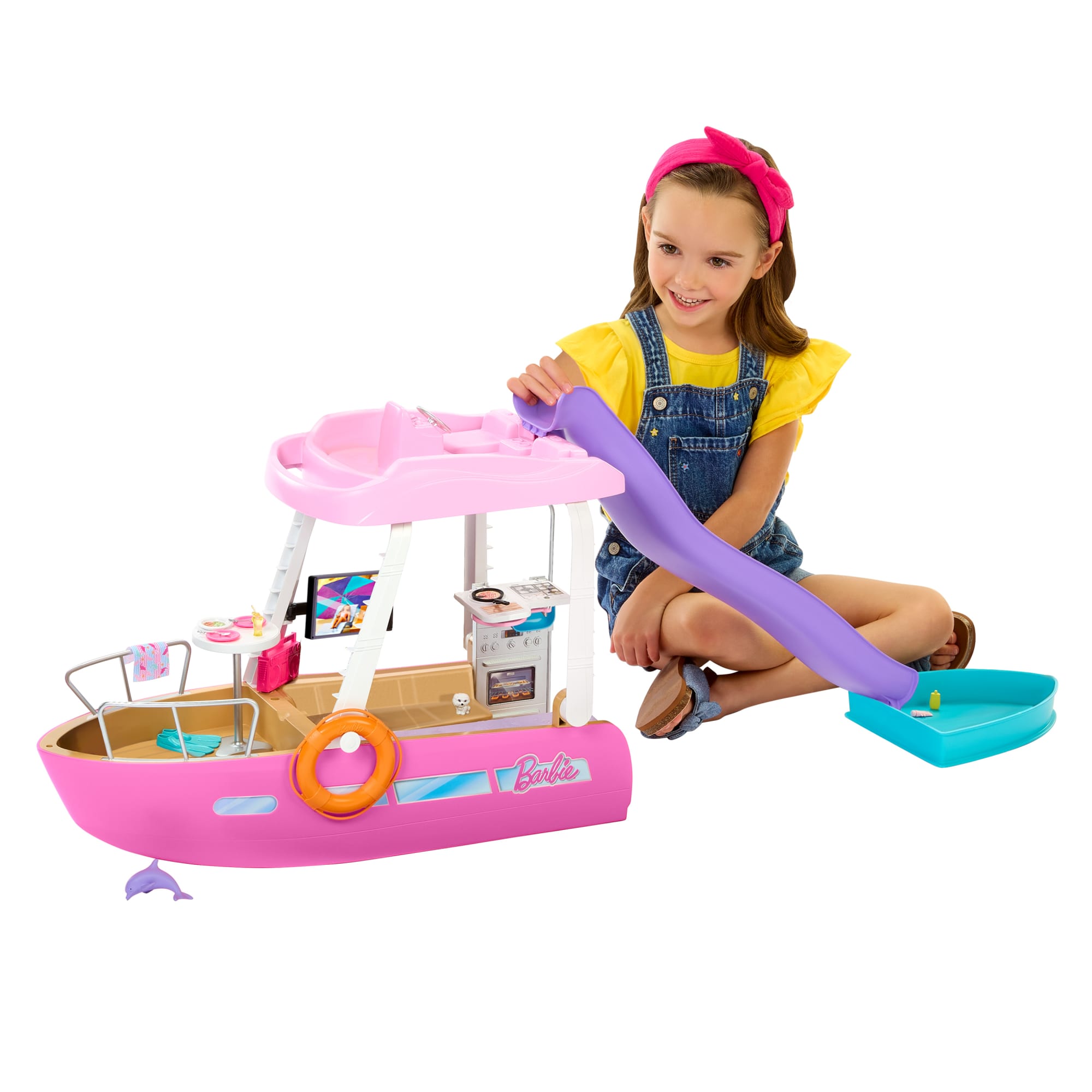 Conjunto De Juego Barbie Dream Boat Con Barco Con Piscina, Tobogán Y Accesorios