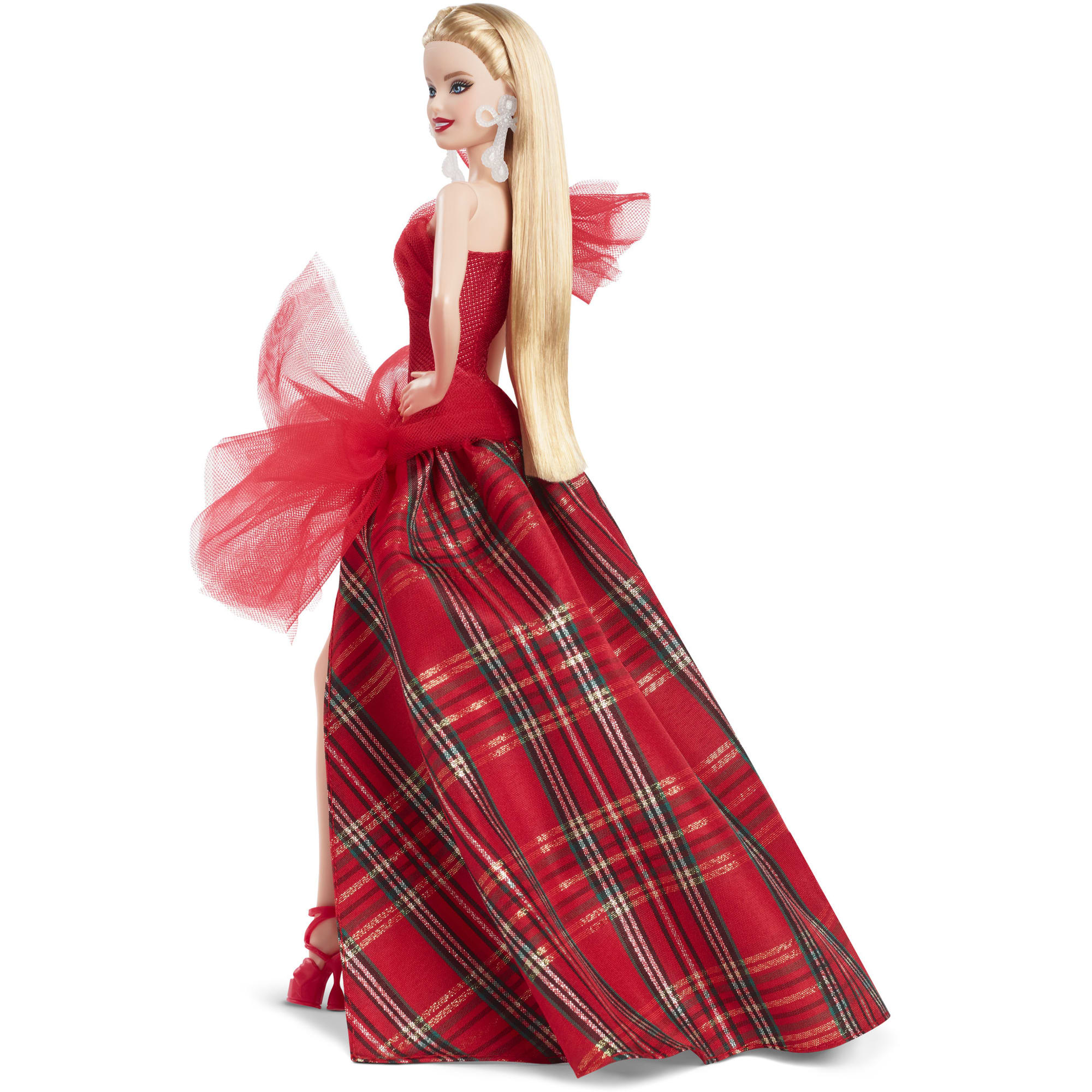 Barbie-Barbie Joyeux Noël 2024-Poupée Blonde Avec Jupe À Carreaux