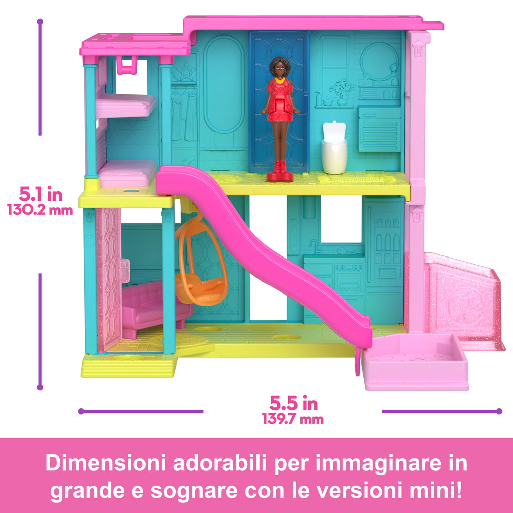 Playset Casa Delle Bambole Barbie Mini Barbieland Con Bambola Da 3,8 Cm, Mobili E Accessori (I Modelli Possono Variare)