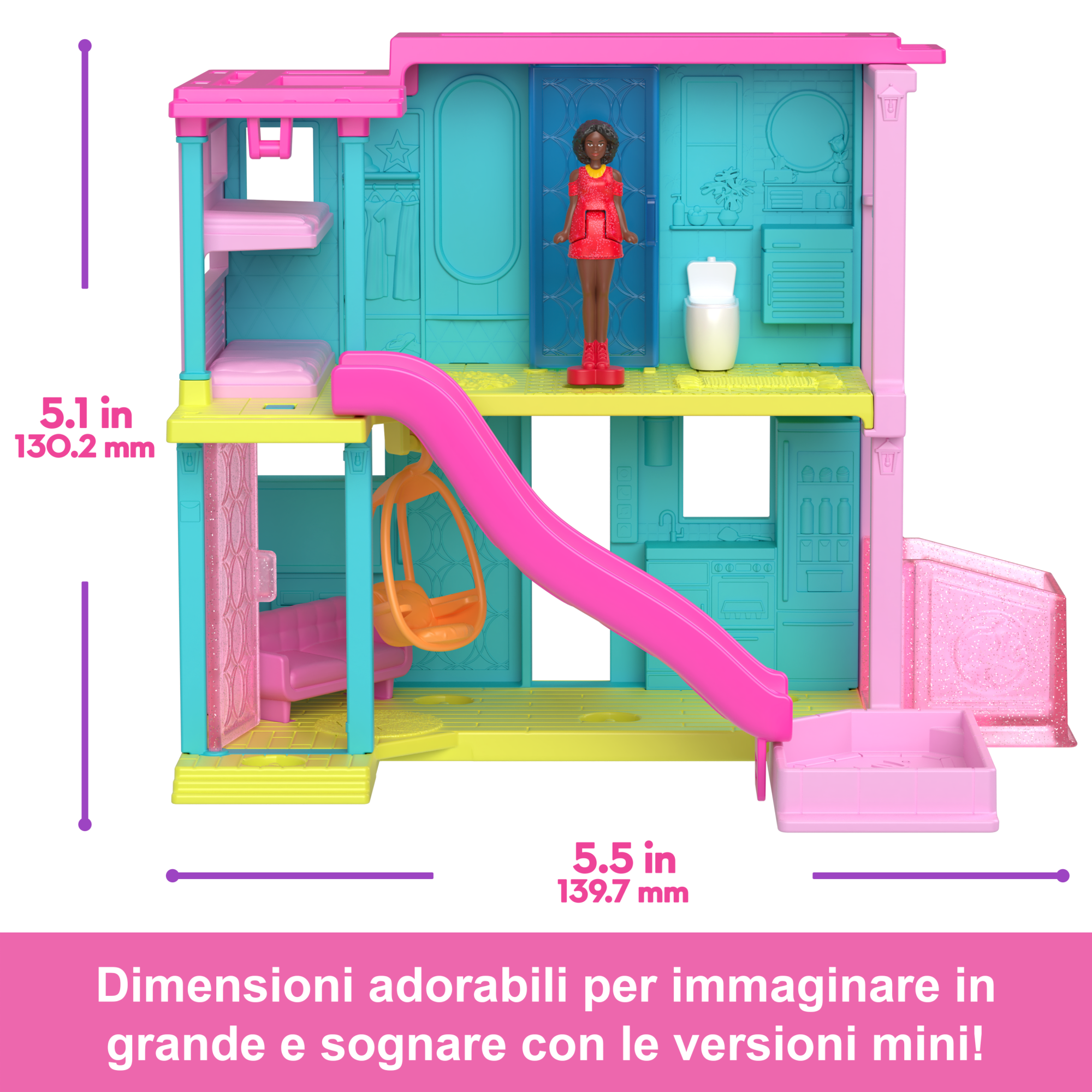 Playset Casa Delle Bambole Barbie Mini Barbieland Con Bambola Da 3,8 Cm, Mobili E Accessori (I Modelli Possono Variare)