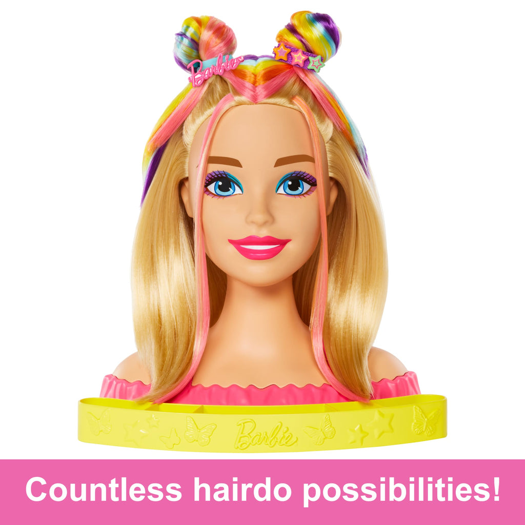 Barbie Deluxe Styling Head With Color Reveal Accessories And Blonde Neon Rainbow Hair