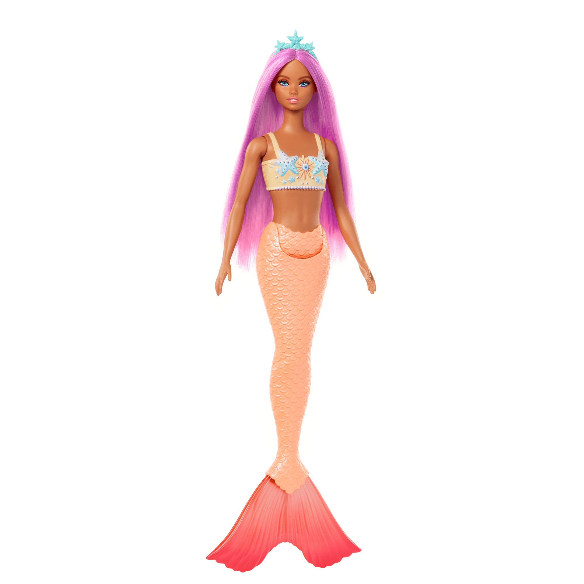 Barbie Zeemeerminpop Met Roze Haar, Zacht Oranje Staart En Haarband