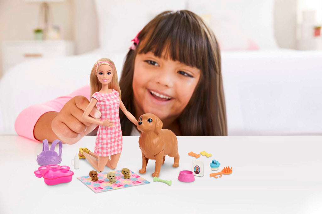 Barbie Newborn Pups Playset With Doll & Animal Toys