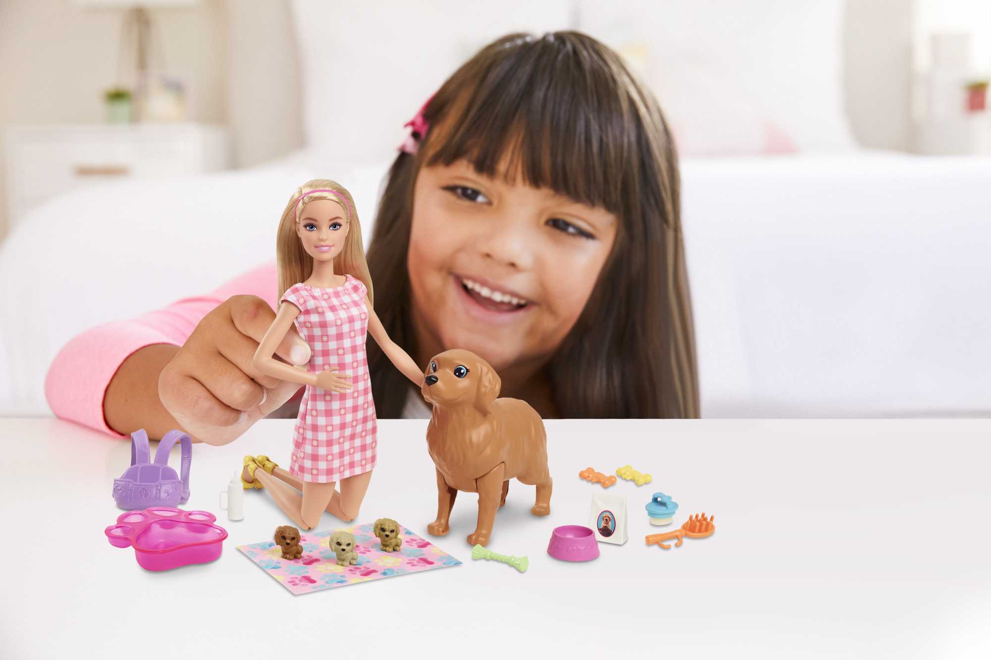 Conjunto De Juego De Muñeca Barbie Y Cachorros Recién Nacidos Con Perrita, 3 Cachorros Y Accesorios, Para Niñas De 3 A 7 Años