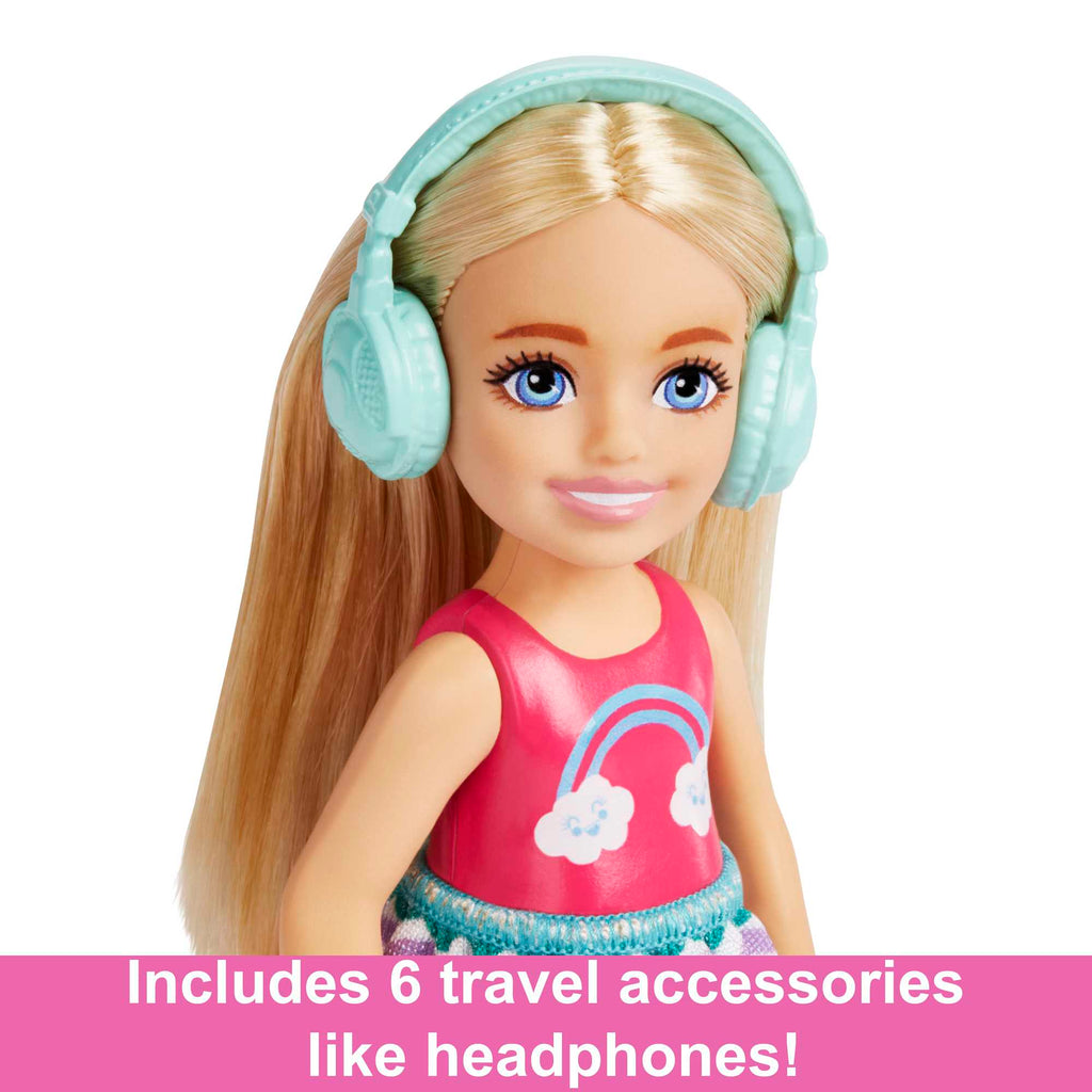 Barbie Chelsea Doll And Accessories, Small Doll Travel Set With Puppy And 6 Pieces