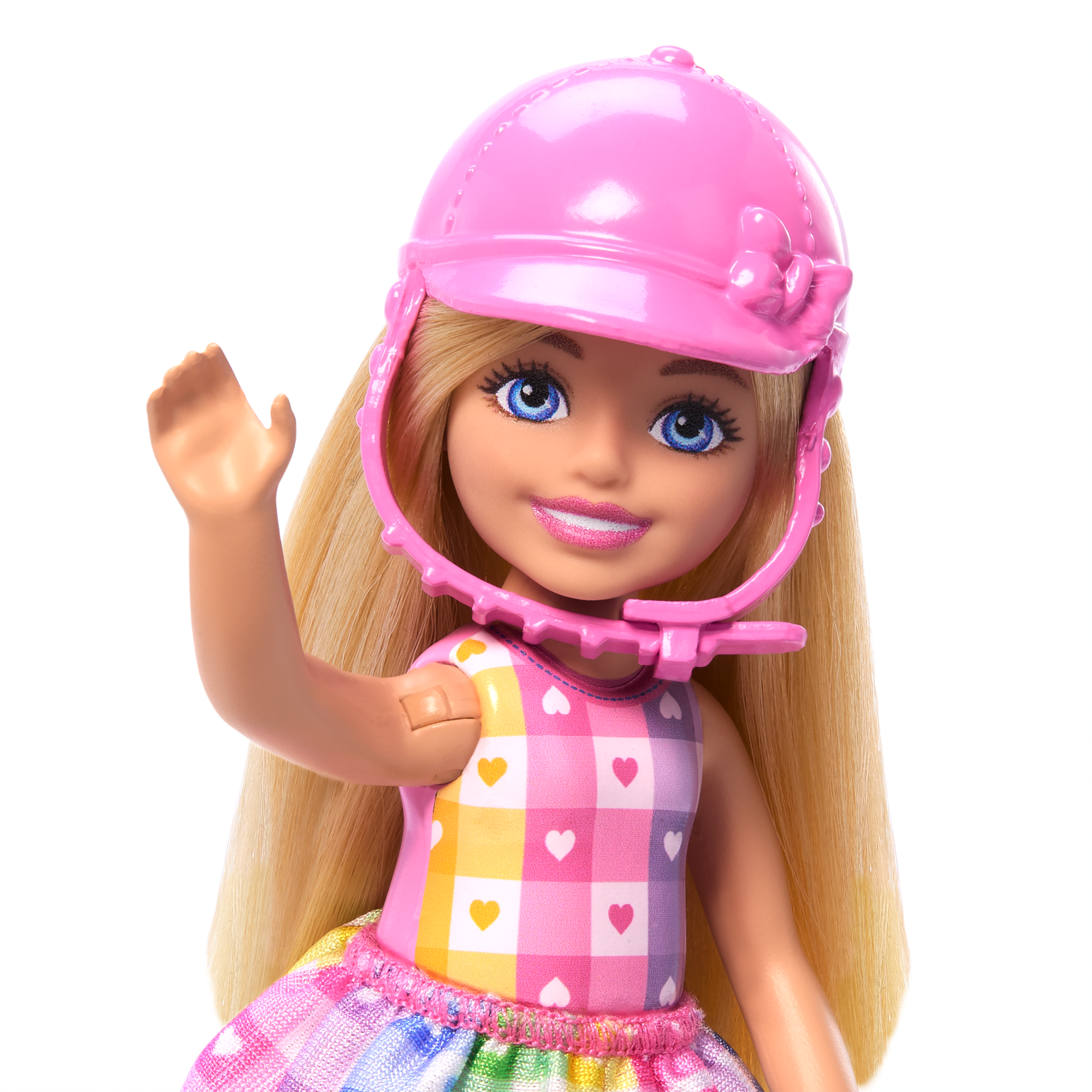 Barbie Chelsea Spielzeugset Mit Puppe Und Pferd, Enthält Helm-Zubehörteil, Puppe Kann Zum Reiten“ Die Knie Anwinkeln, Pony