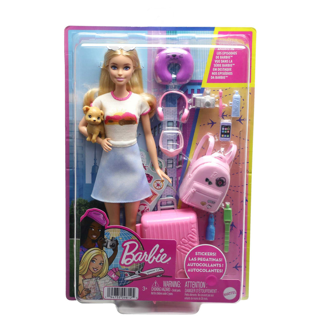 Barbie Malibu w podróży Lalka Zestaw podróżny ze szczeniaczkiem i akcesoriami