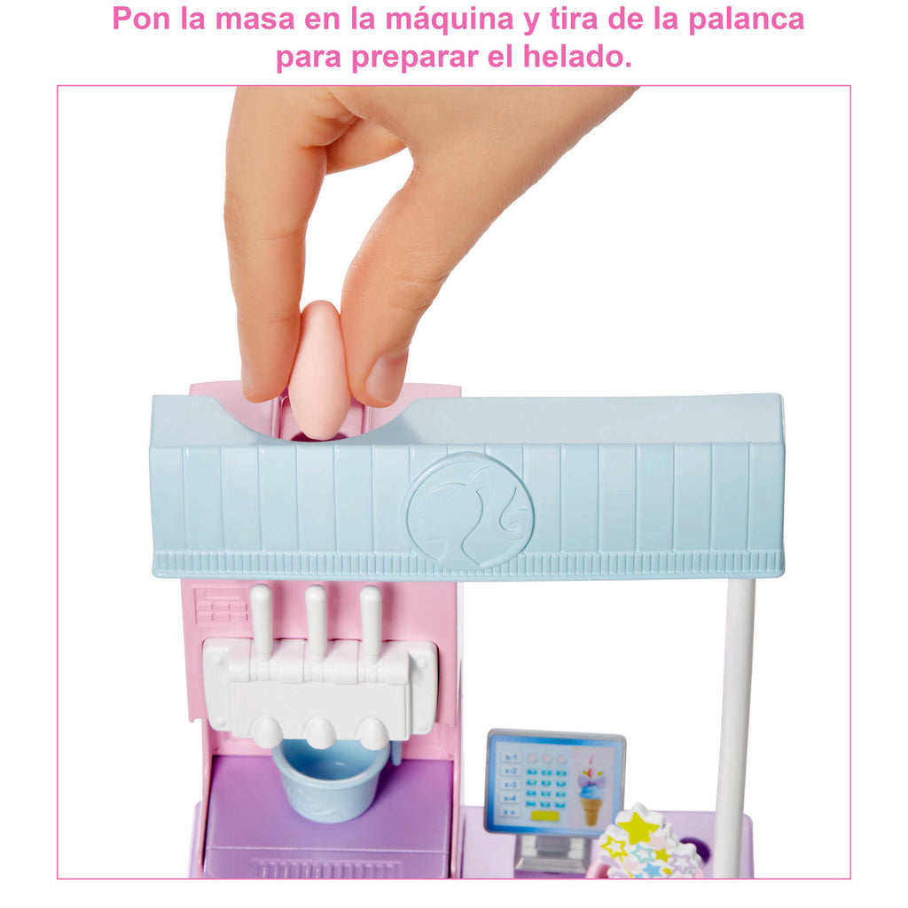 Conjunto De Juego De Heladería De Barbie Con Muñeca Rubia De 30,48Cm, Heladería, Función De Hacer Helados Y Piezas De Juego Realistas
