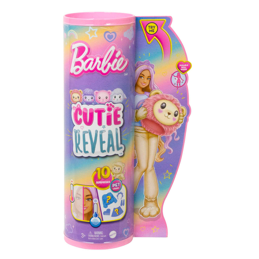 Barbie Cutie Reveal Poupée Barbie et accessoires, costume lion en peluche