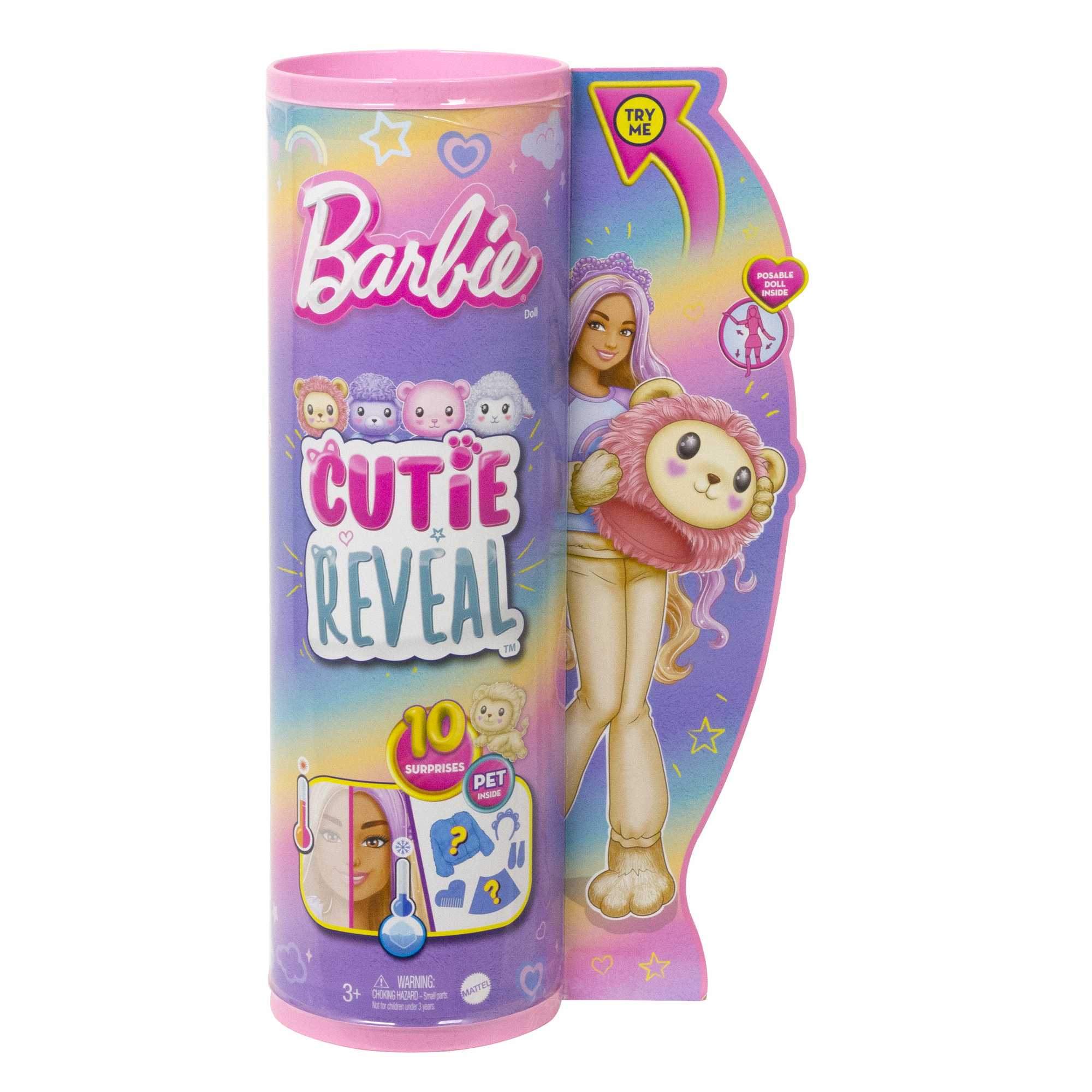 Barbie Cutie Reveal Poupée Barbie et accessoires, costume lion en peluche