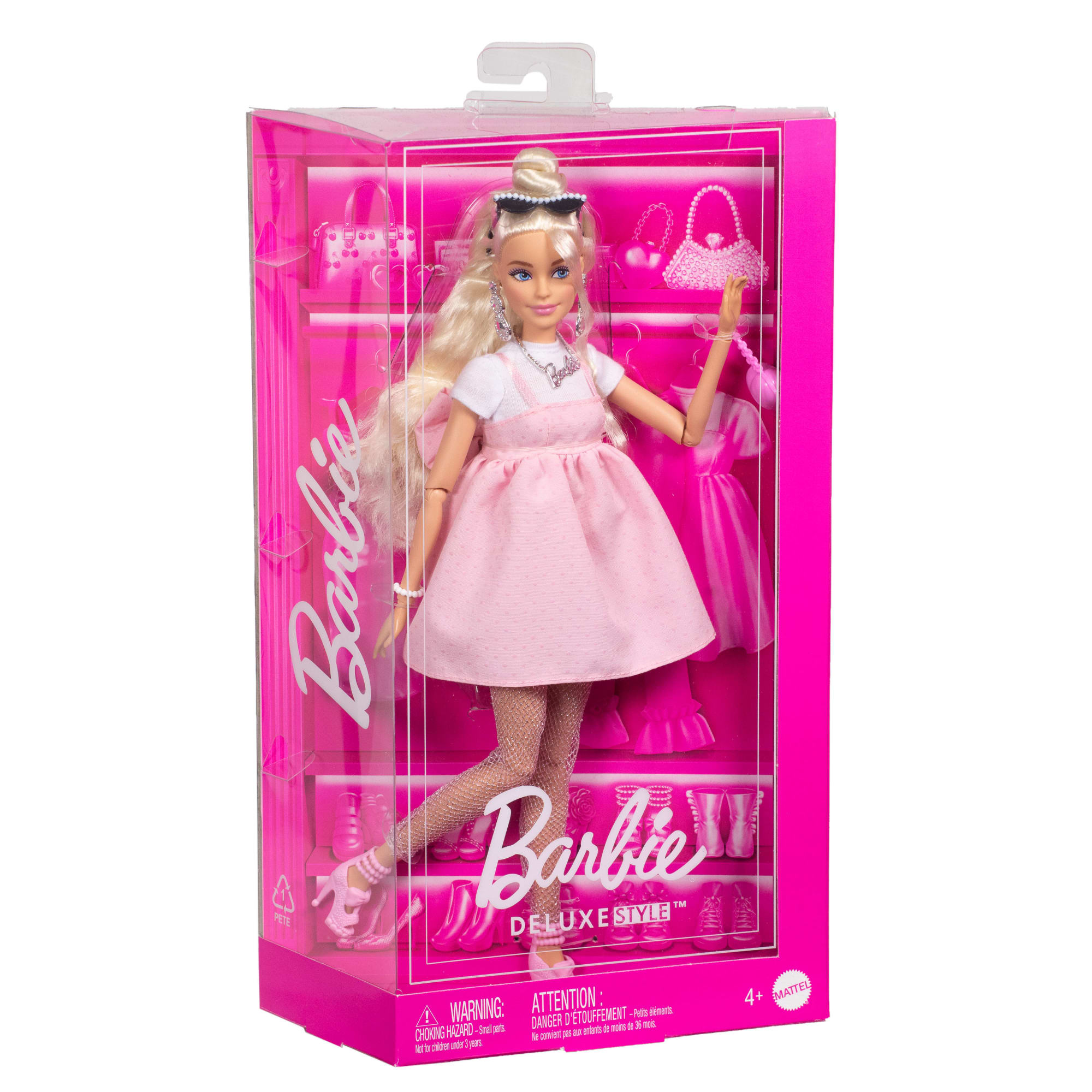 Barbie Luxe Stijl Pop Nr. 3 in Pastelroze Barbiecore Jurk Met Oversized Strik, Blond Haar