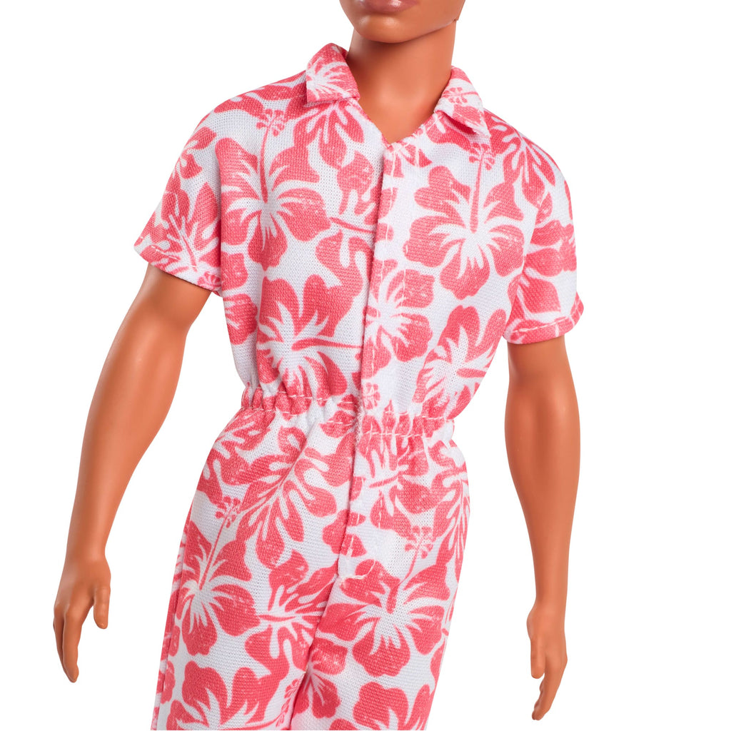 Barbie Fashionistas Ken-Puppe Nr. 235 Mit Jumpsuit in Hawaii-Muster, Grünen Sandalen Und Braunen Haaren