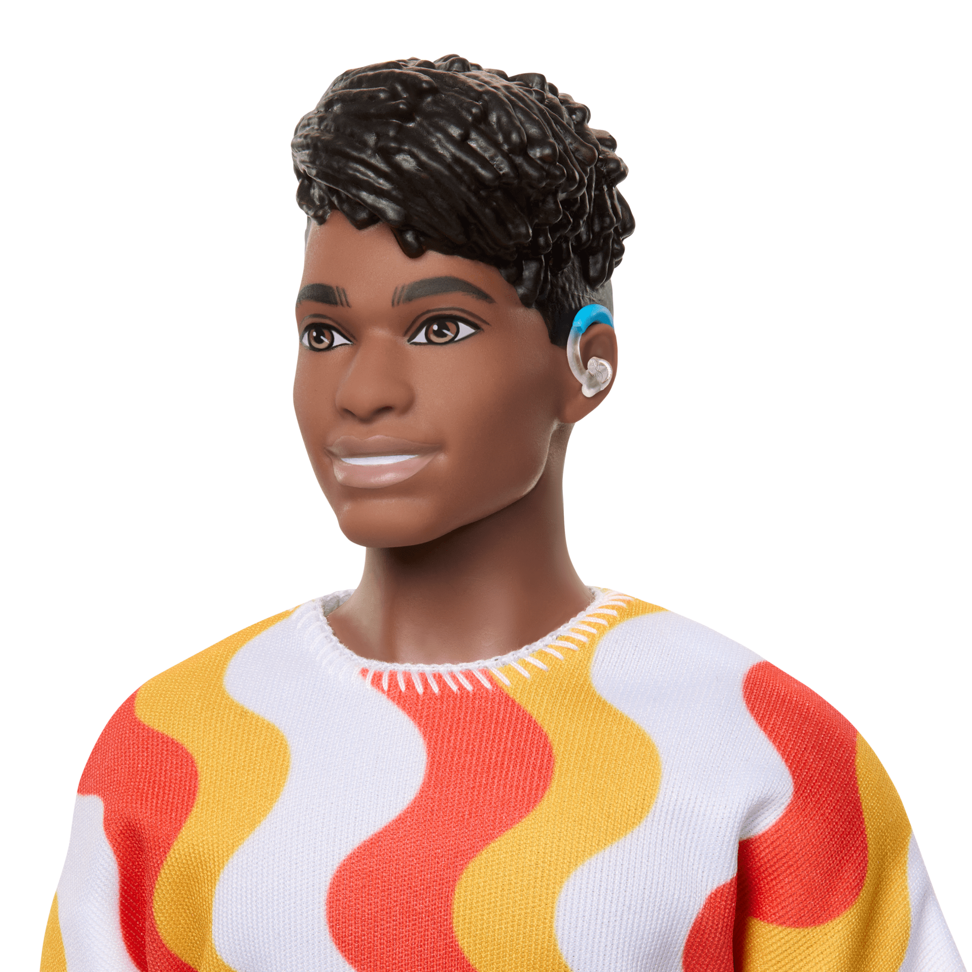 Barbie Fashionistas Ken-Puppe Nr. 220 Mit Hörgeräten, Die Ein Orangefarbenes Shirt Und Plateau-Schuhe Trägt