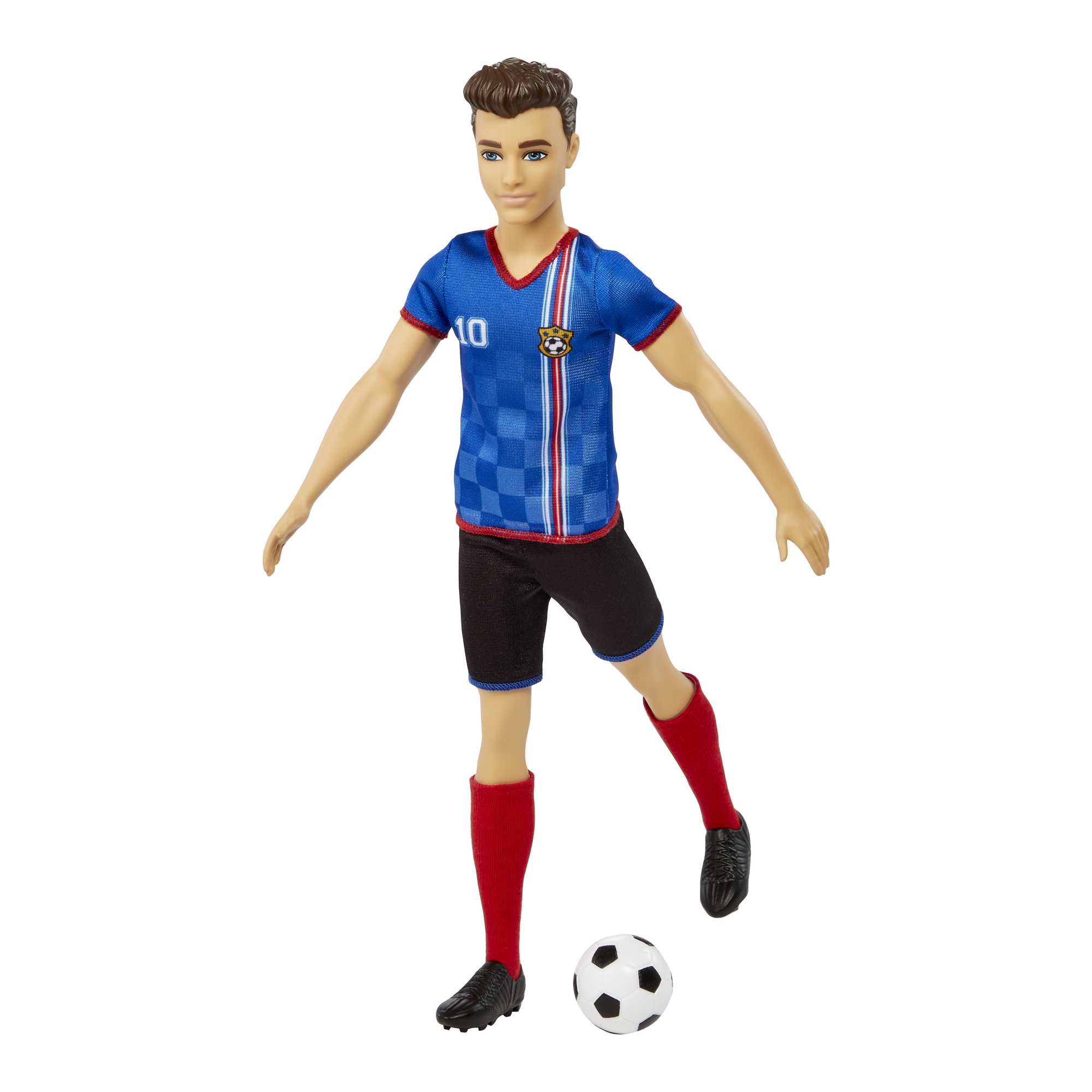 Ken Fußballspieler-Puppe, Kurze Haare, Trikot Mit Der Nummer 10, Fußball, Stollenschuhe, Stutzen, Für Kinder Ab 3 Jahre