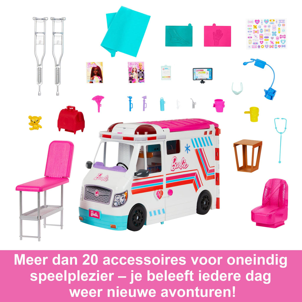 Barbie Speelgoed, Speelset Met Ambulance En Kliniek, Verwisselfunctie, Meer Dan 20 Accessoires, Kliniek
