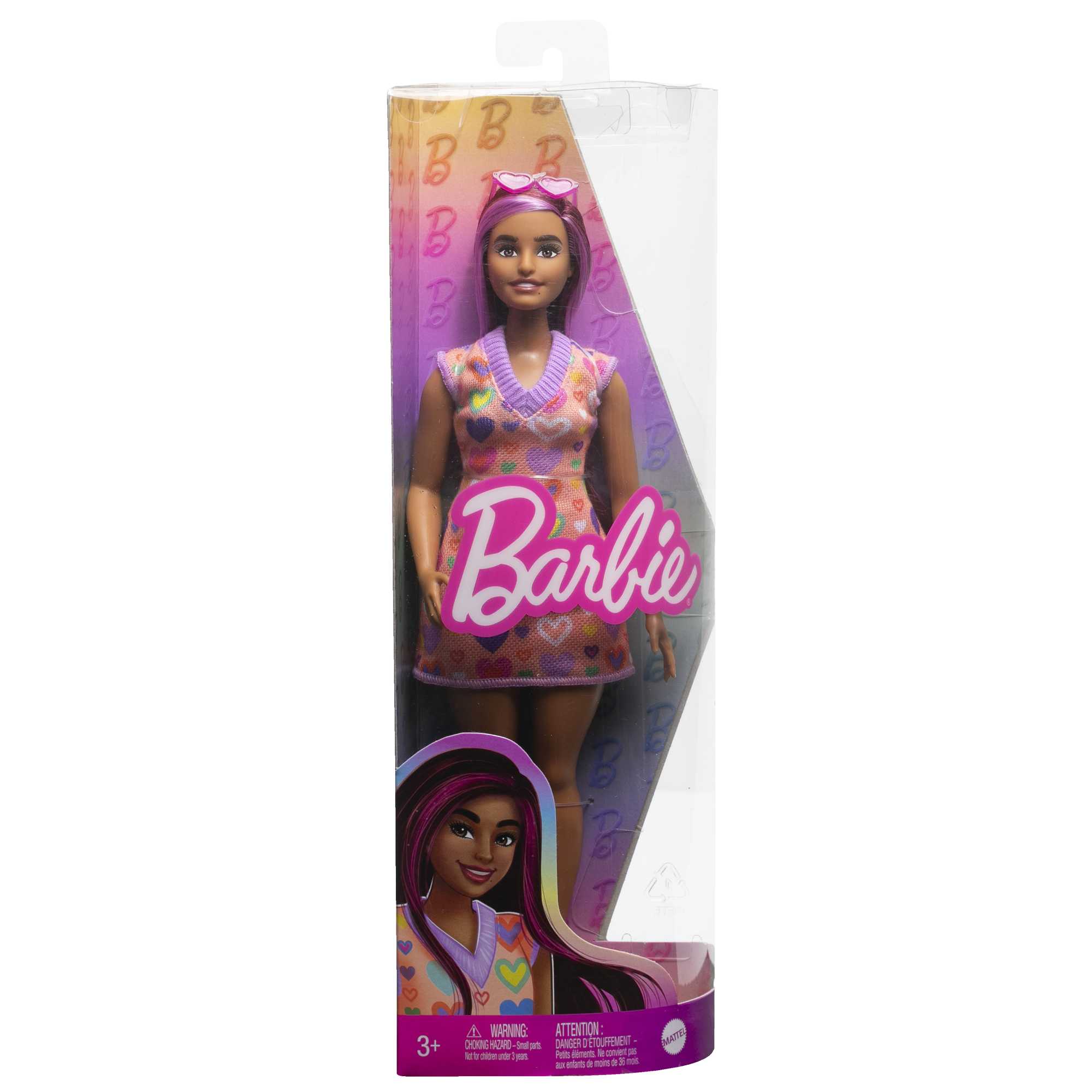 Barbie Fashionistas Puppe Nr. 207 Mit Pinkfarbenen Strähnen Und Kleid Mit Herzaufdruck