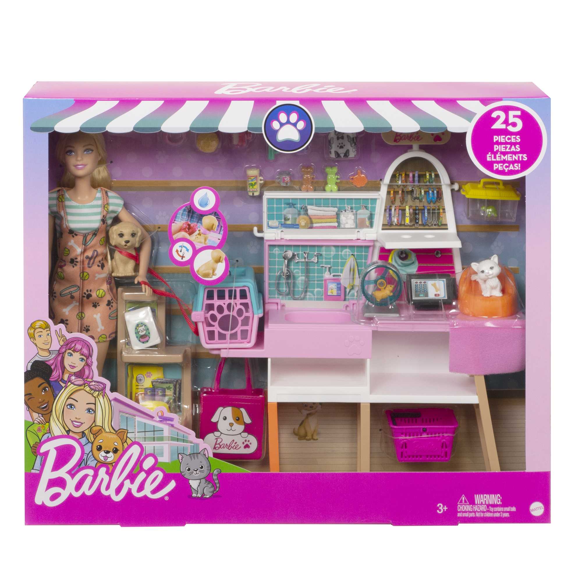 Κούκλα Barbie Και Μαγαζάκι Για Κατοικίδια Με 4 Ζωάκια Και Αξεσουάρ, Για Παιδιά 3 Έως 7 Ετών