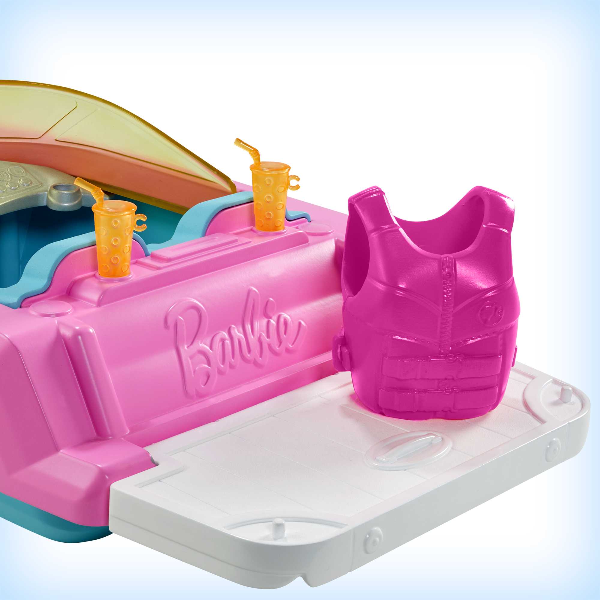 Barbie Boat With Puppy Figurine And Toy Accessories