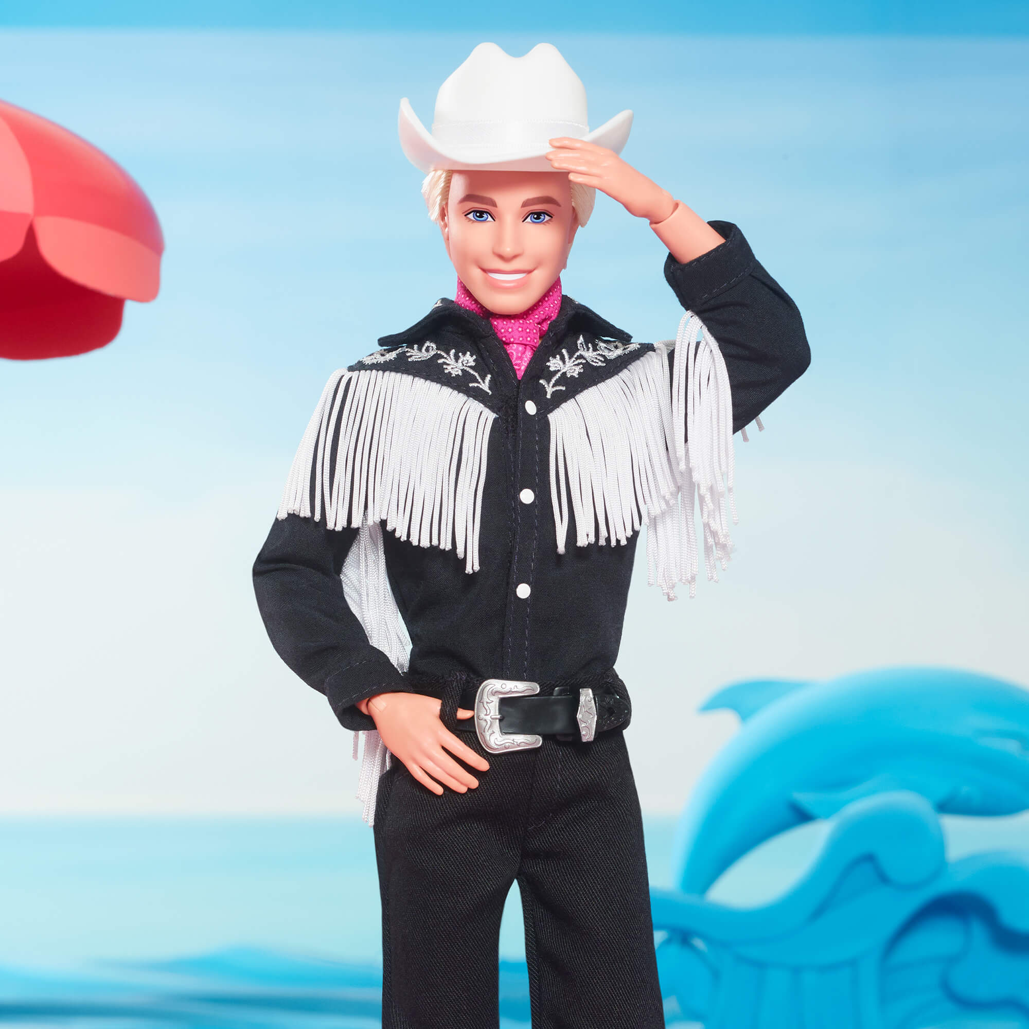 Barbie Le Film Poupée Ken À Collectionner Inspirée Du Film Barbie, Avec Tenue Noire À Franges Blanches, Chapeau Et Bottes De Cowboy De Couleur Blanche Et Bandana Rose