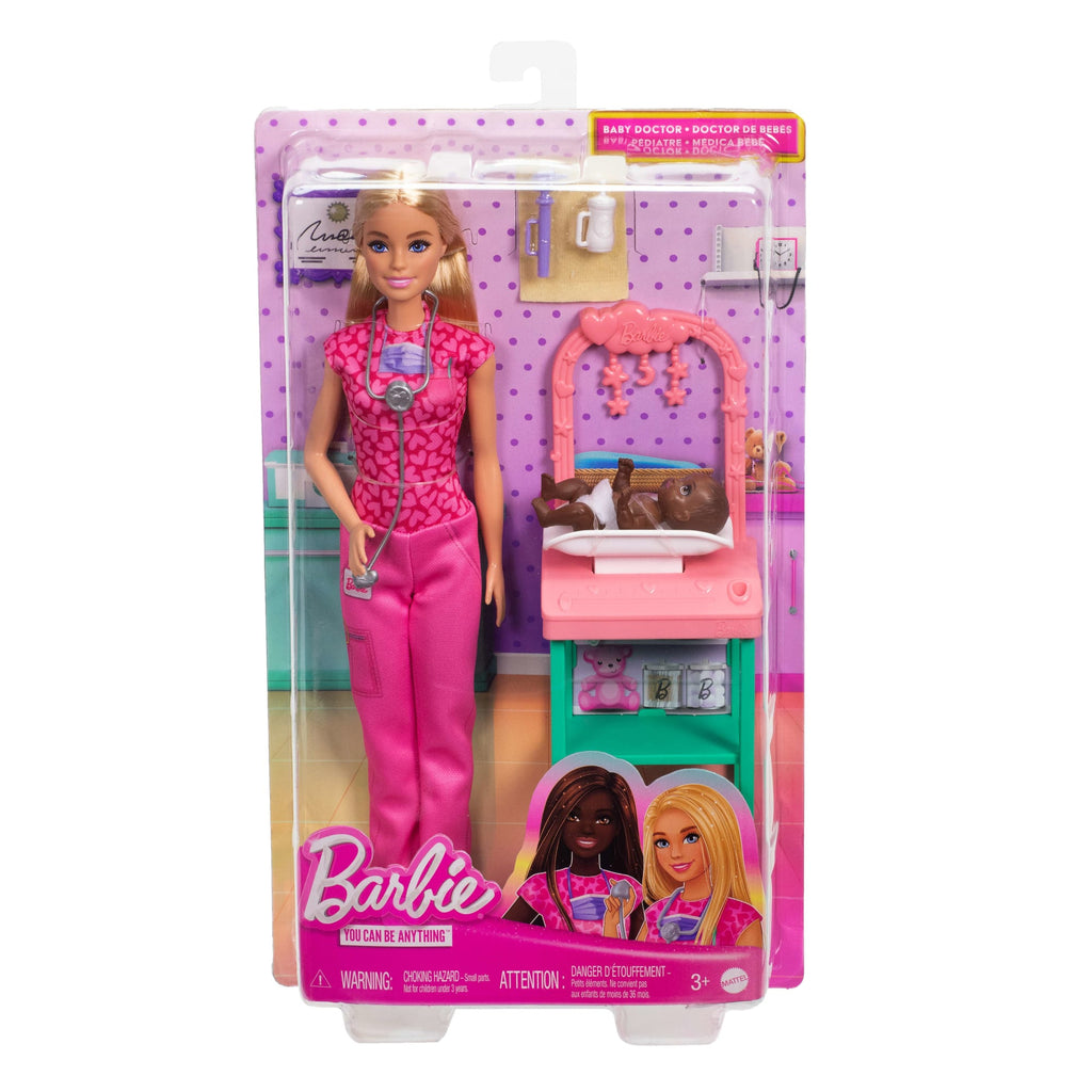 Barbie Babydokter Pop Met Blonde Modepop, 1 Babypop, Meubels En Accessoires