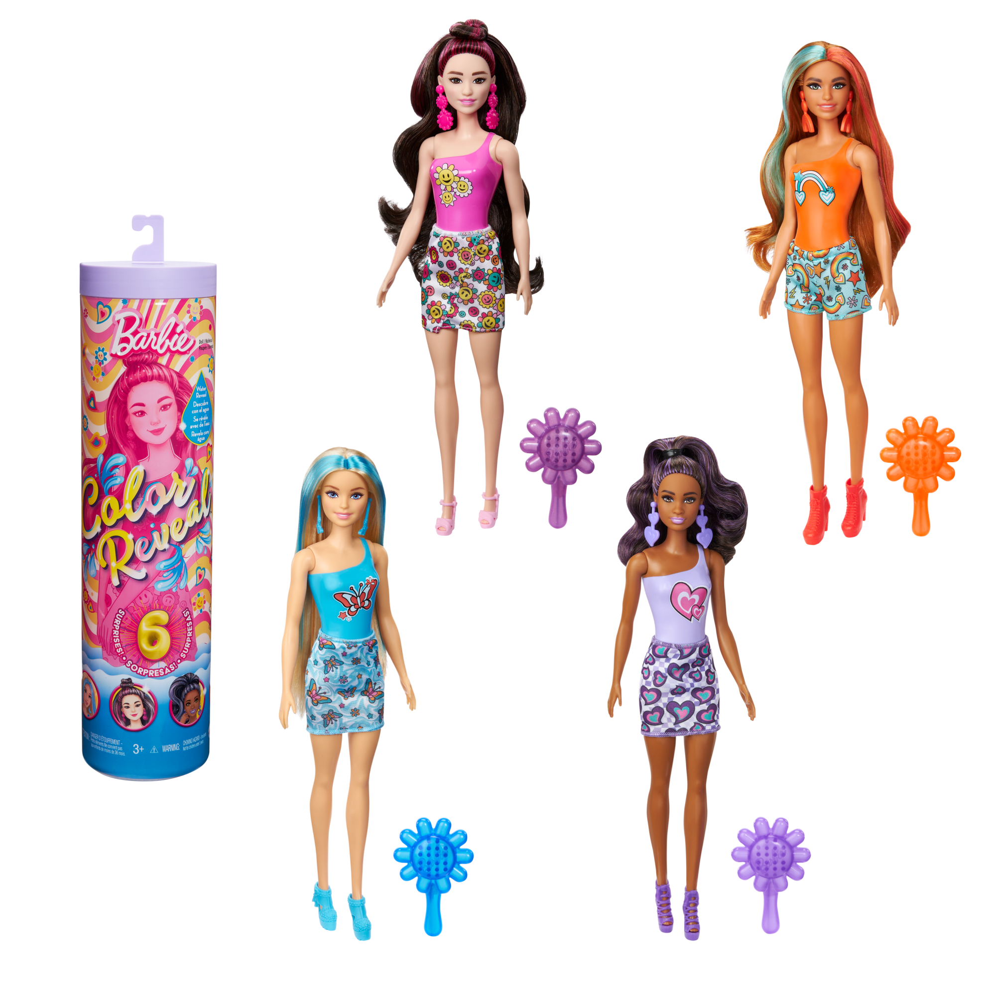 Barbie - Assortiment Poupées Color Reveal Arc-En-Ciel - Poupée Mannequin - 3 Ans Et +