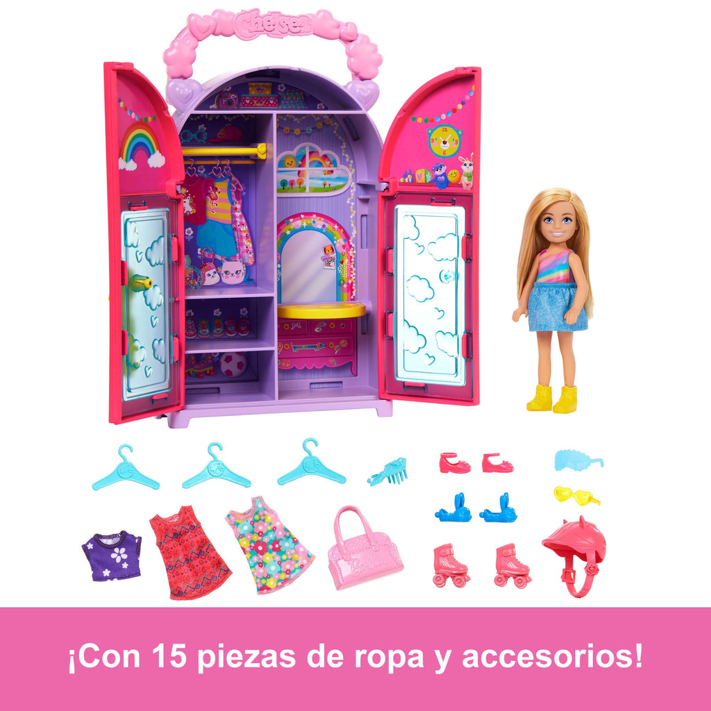 Conjunto De Juego De Muñeca Chelsea Y Armario De Barbie Con Ropa Y Accesorios