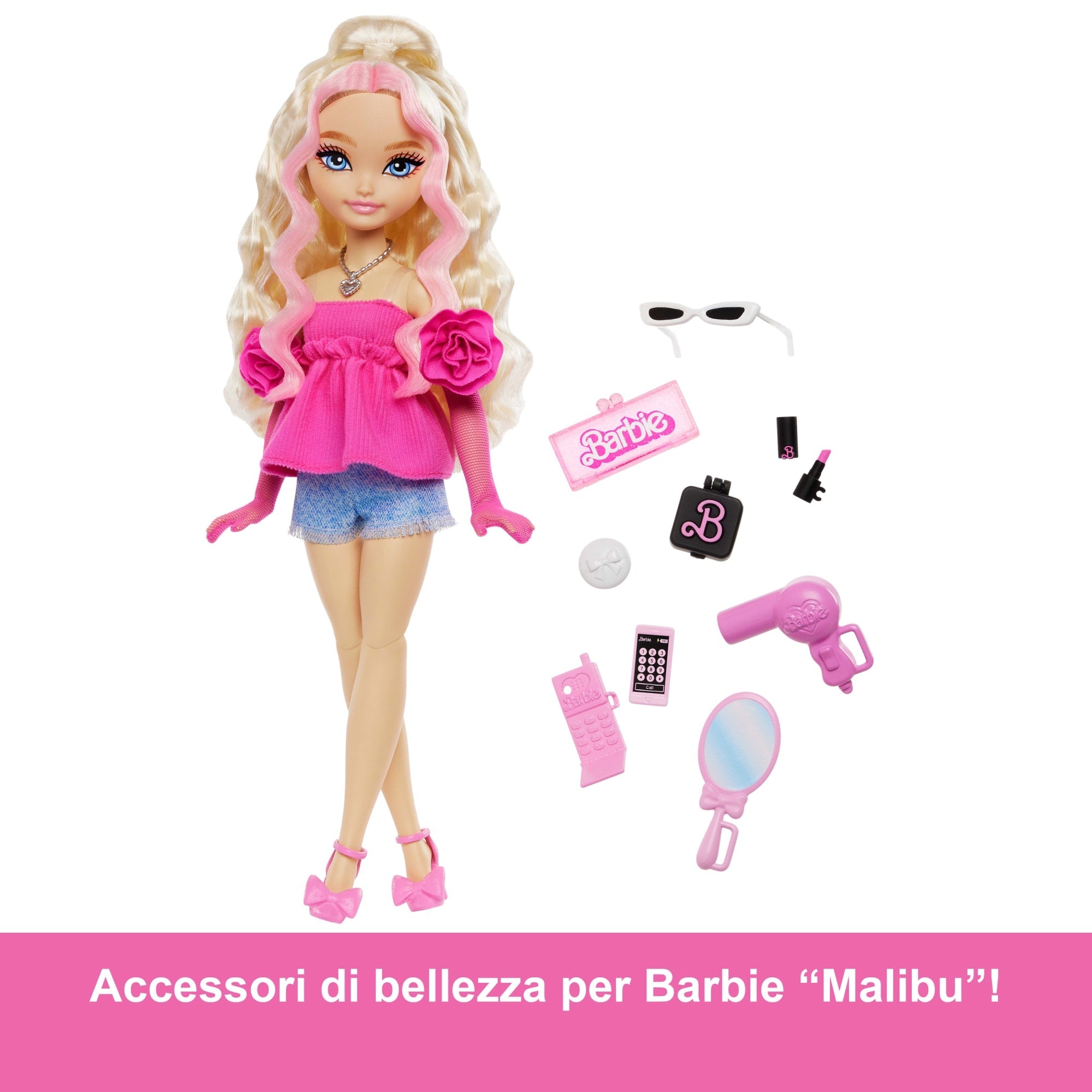 Barbie Dream Besties Barbie 'Malibu', Bambola Alla Moda Con 8 Accessori A Tema Capelli E Make-Up