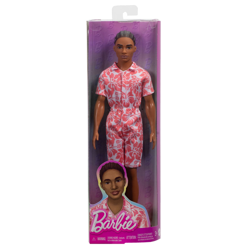 Hawaii Baskılı Tulumu Ve Yeşil Sandaletleriyle Kahverengi Saçlı Barbie Fashionistas Ken Bebek (235)
