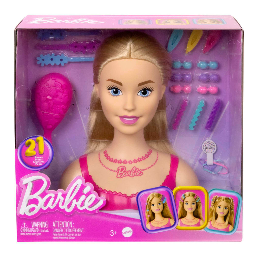 Bambola Barbie Testa Pettinabile, Con Capelli Biondi E 20 Accessori Colorati