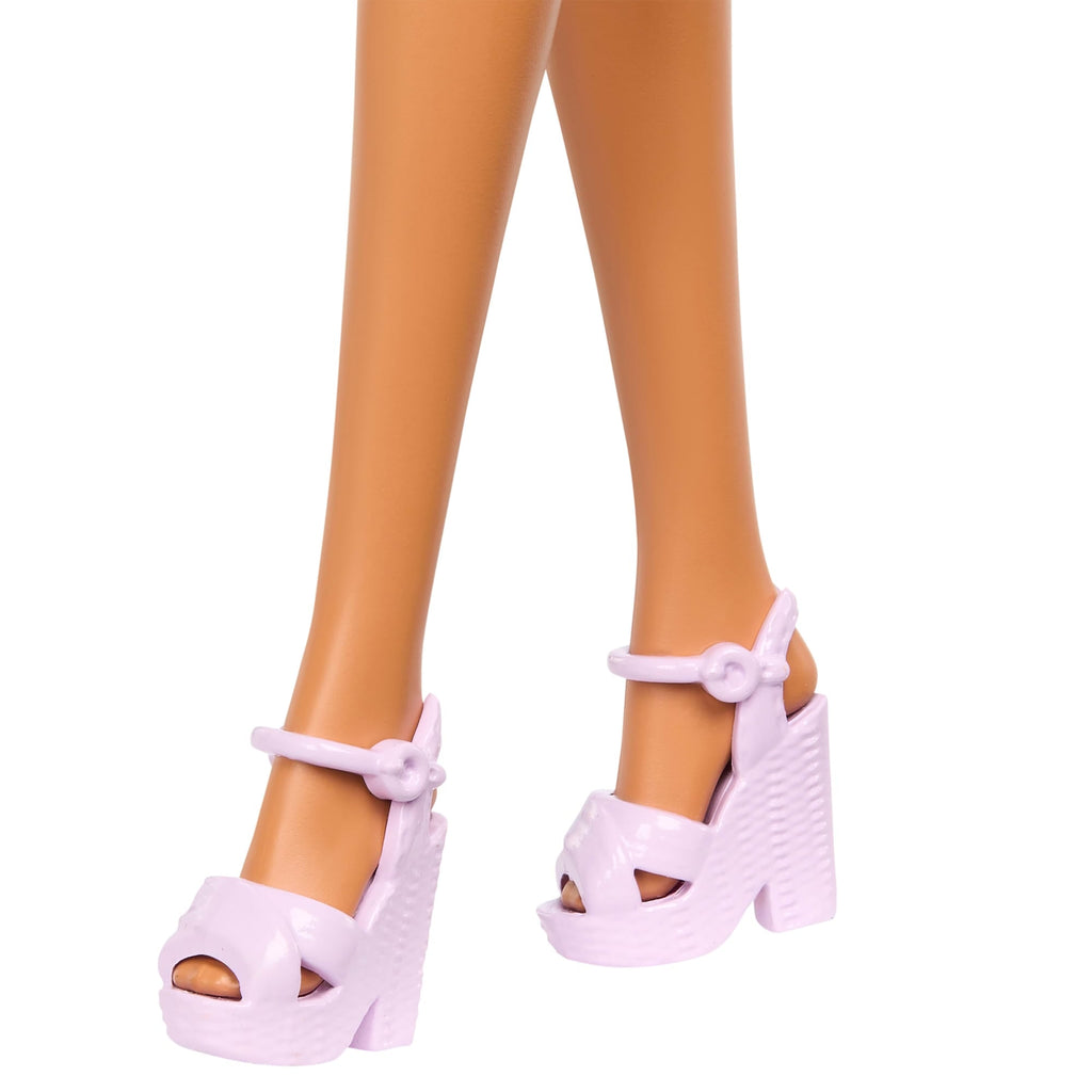 Barbie Fashionistas #228 Lalka modowa Niewidoma Barbie z laską, w fioletowej spódniczce i z okularami przeciwsłonecznymi
