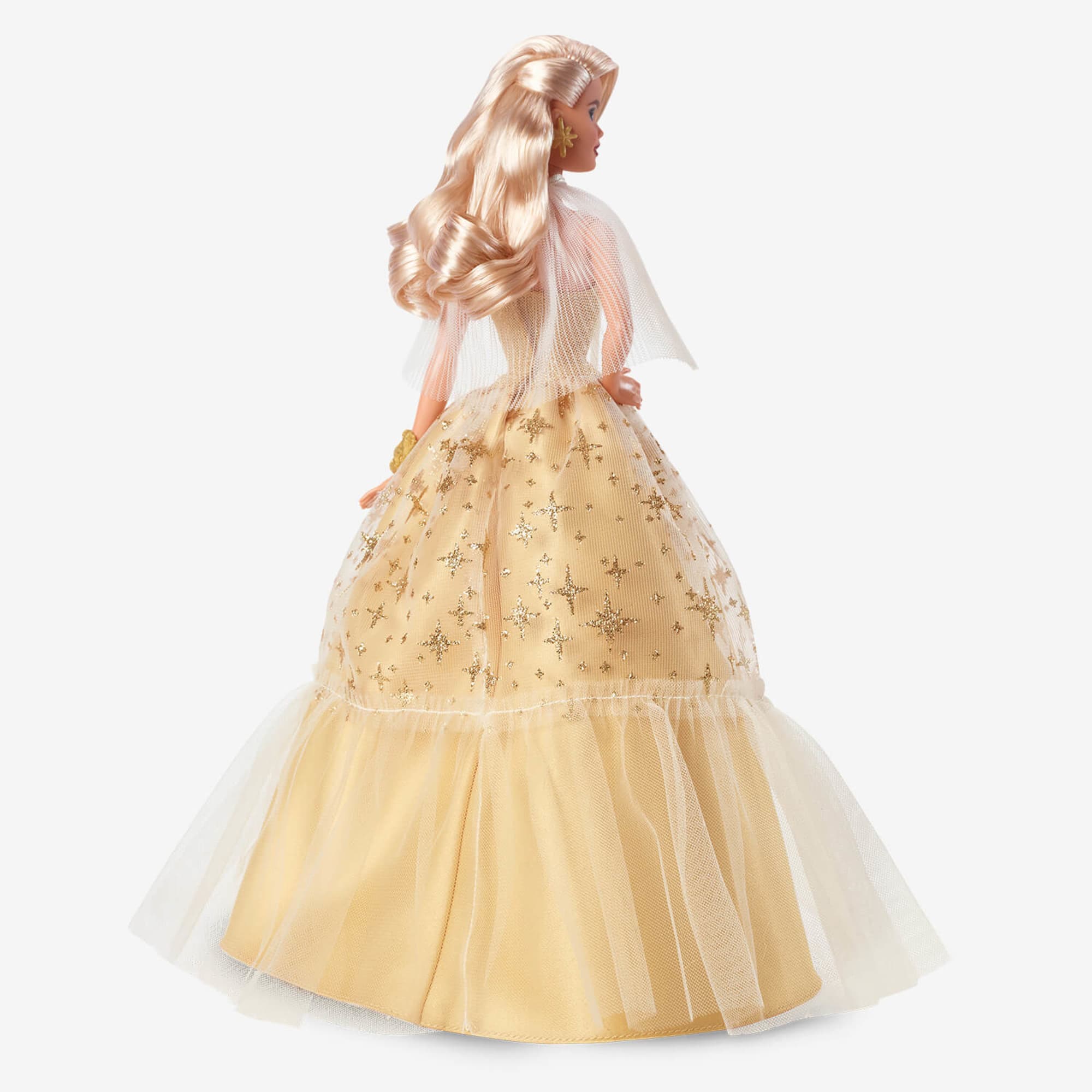 Barbie-Barbie Joyeux Noël 2023-Poupée Robe Dorée Et Cheveux Blonds
