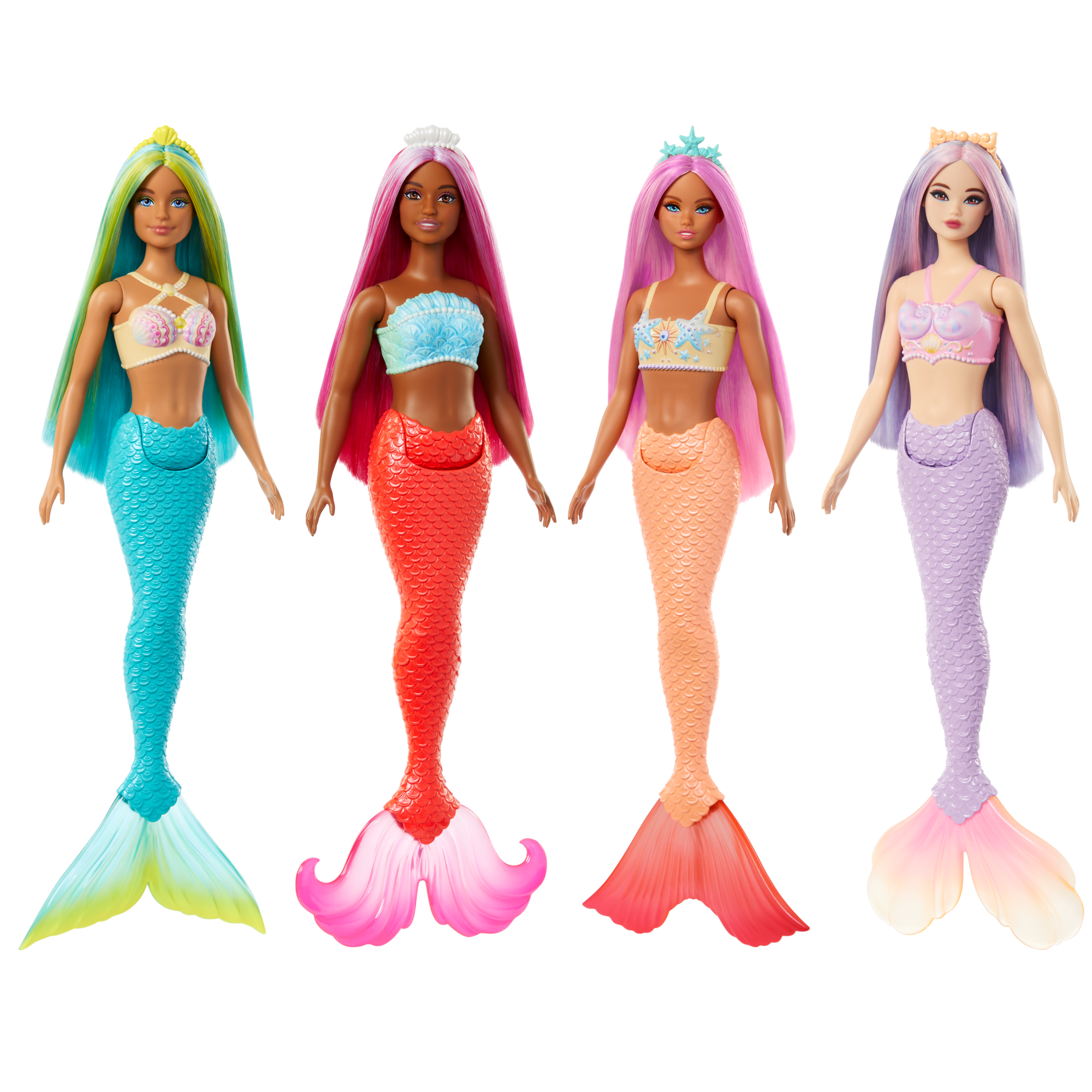 Muñecas Sirenas Barbie Con Pelo Colas Y Diademas De Colores
