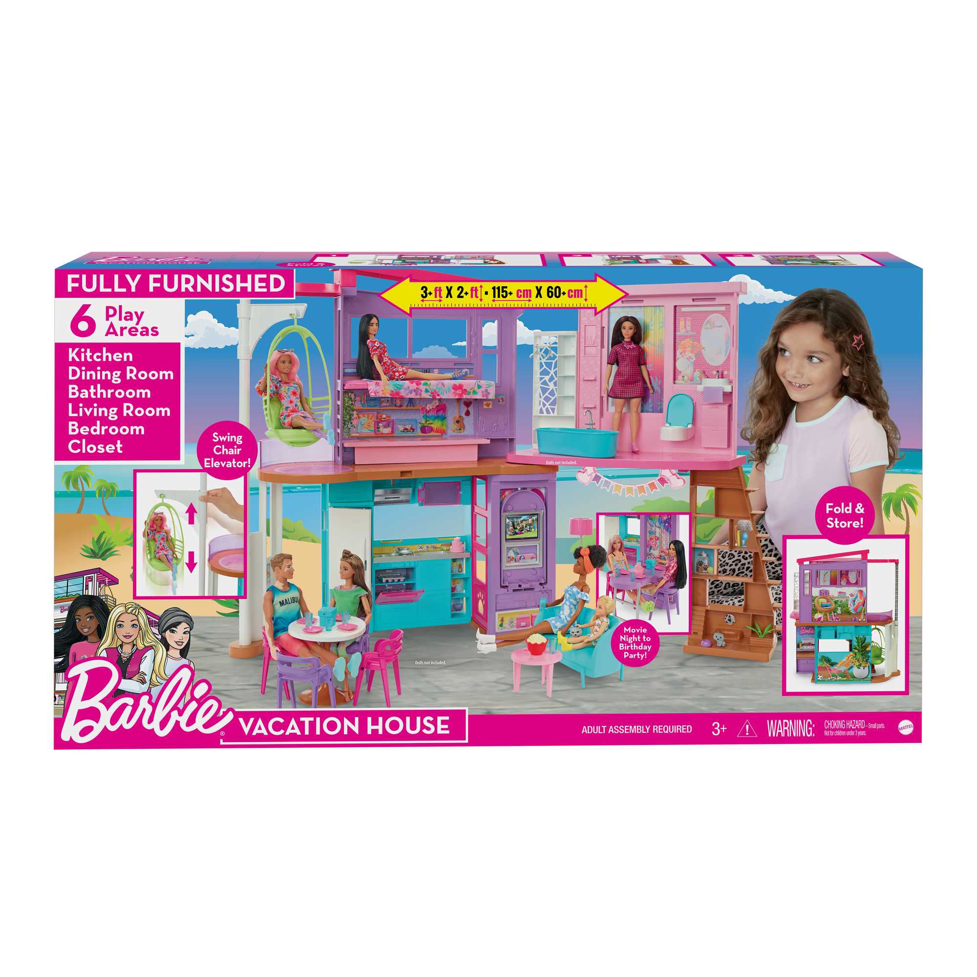 Barbie Casa Di Malibu Playset Con Oltre 30 Pezzi, Giocattolo Per Bambini Dai 3 Anni in Su