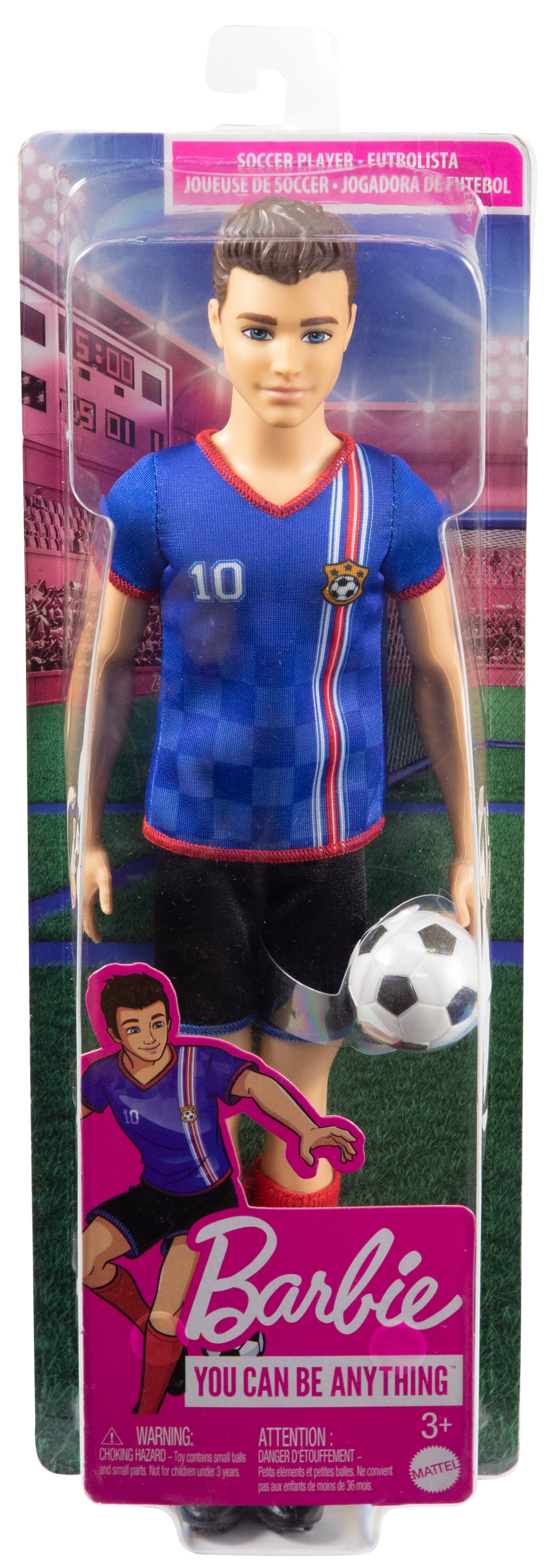 Barbie-Poupée Ken Footballeur, Cheveux Courts, N° 10, Dès 3 Ans