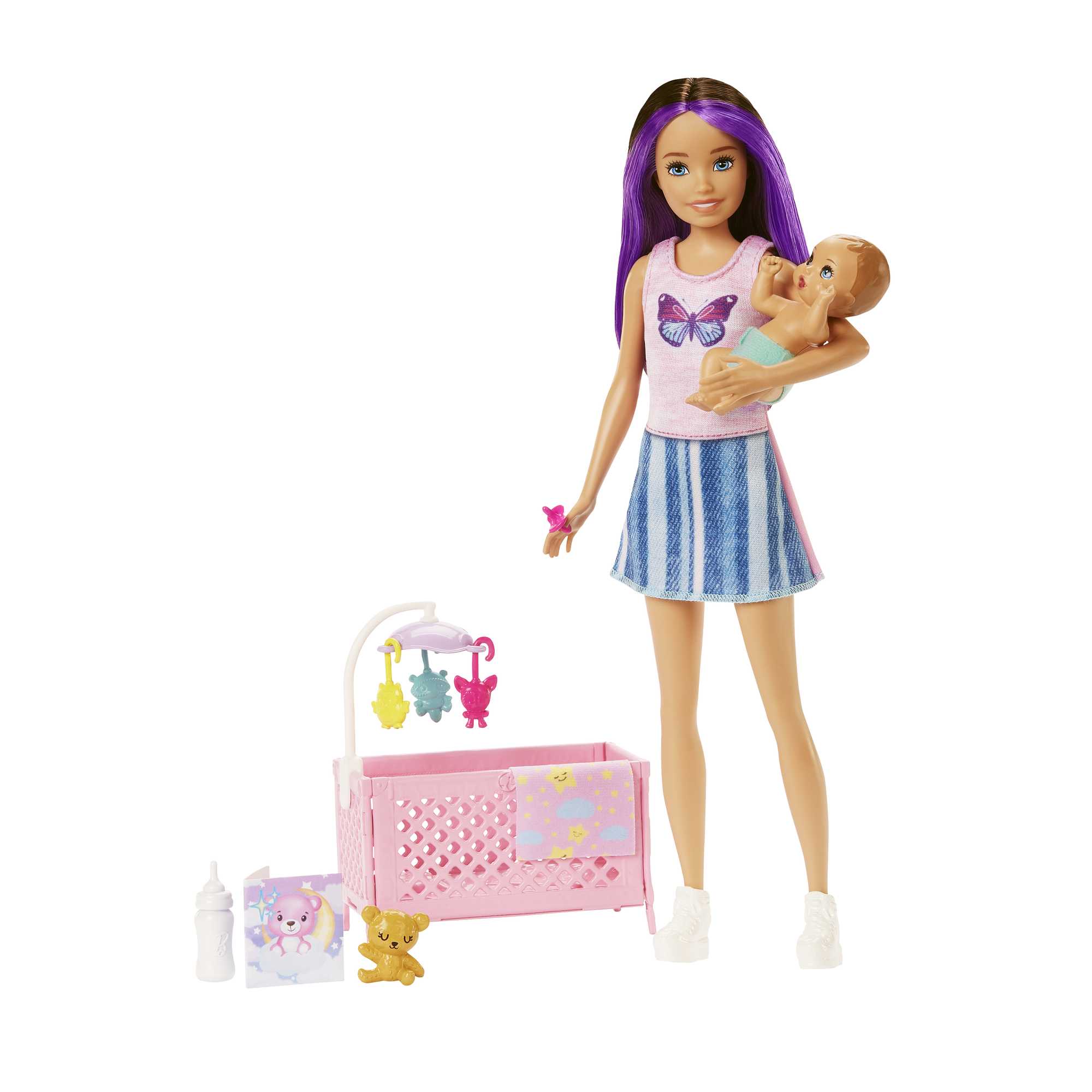 Barbie Opiekunka Zestaw Usypianie maluszka + Lalka Skipper i bobas